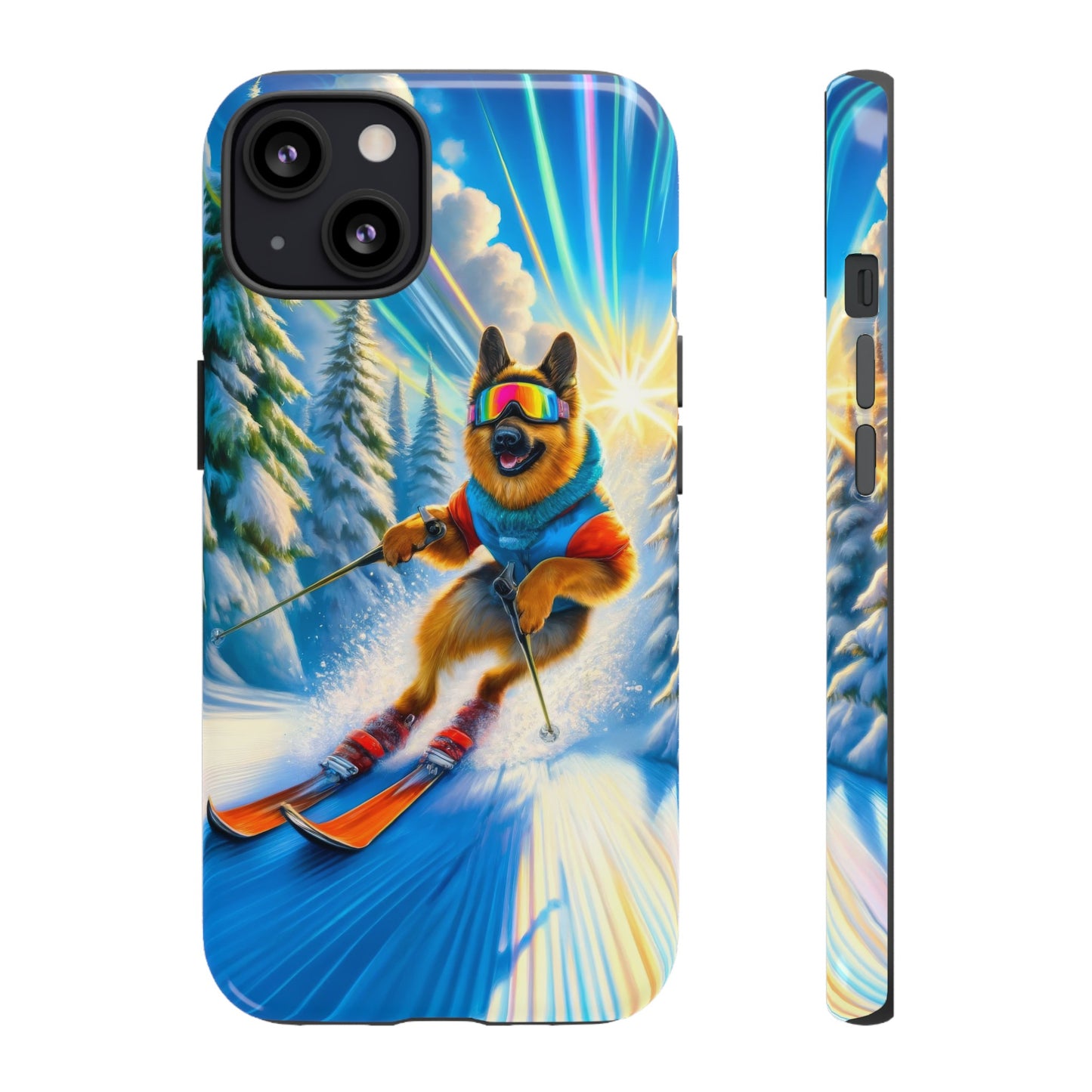 German Shepherd Skiing Phone Case