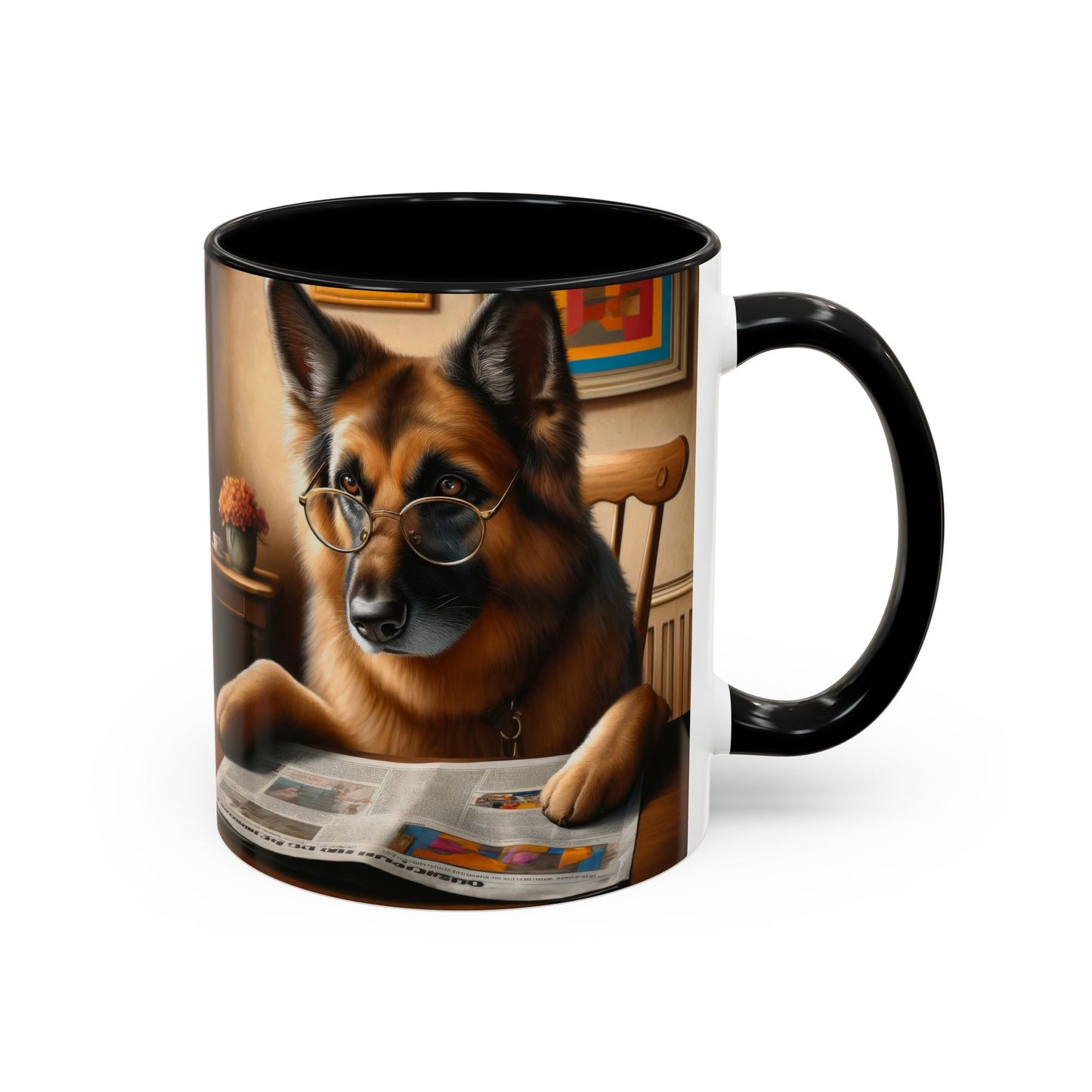 German Shepherd Reading a Newspaper Coffee Mug