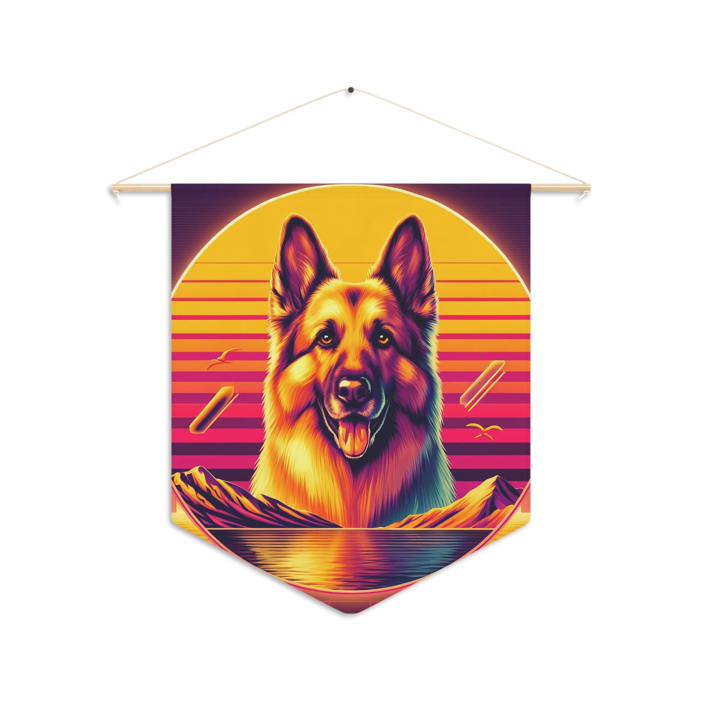 Vaporwave and golden hour German Shepherd Pennant