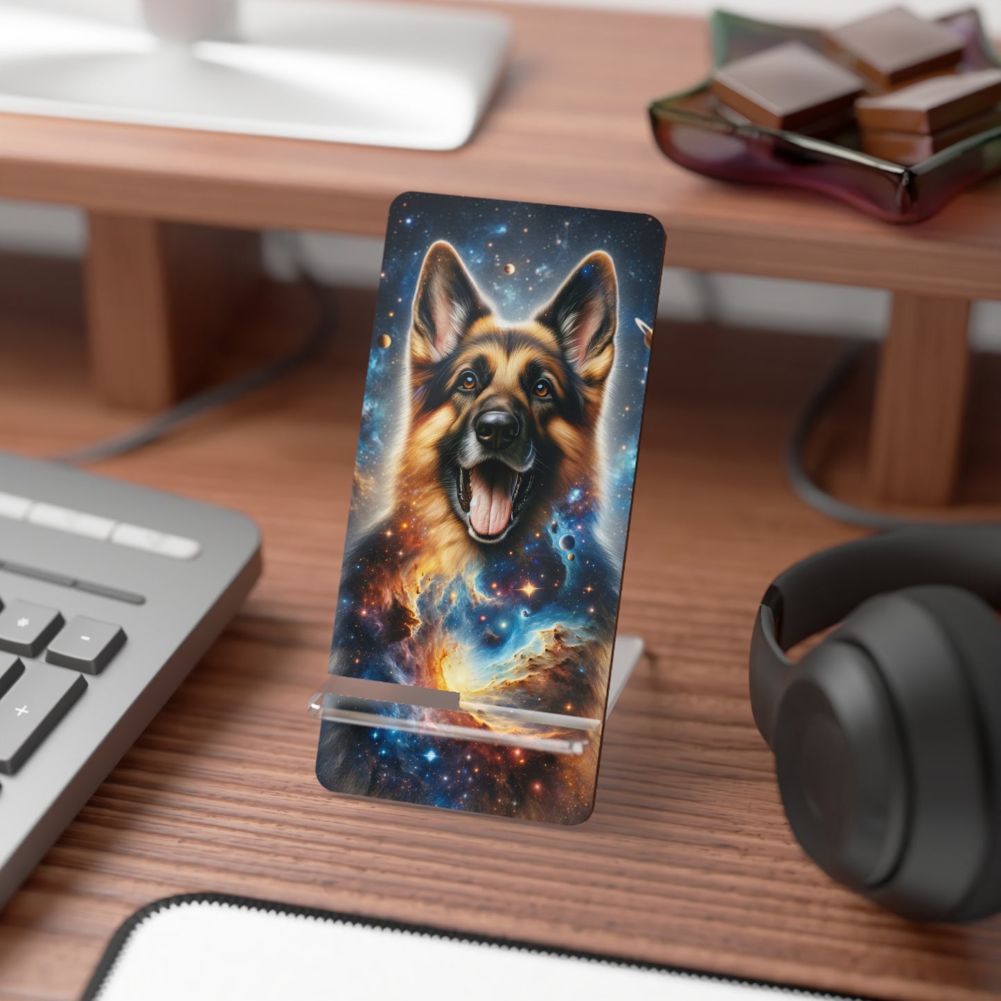 German Shepherd in Space Smartphone Stand