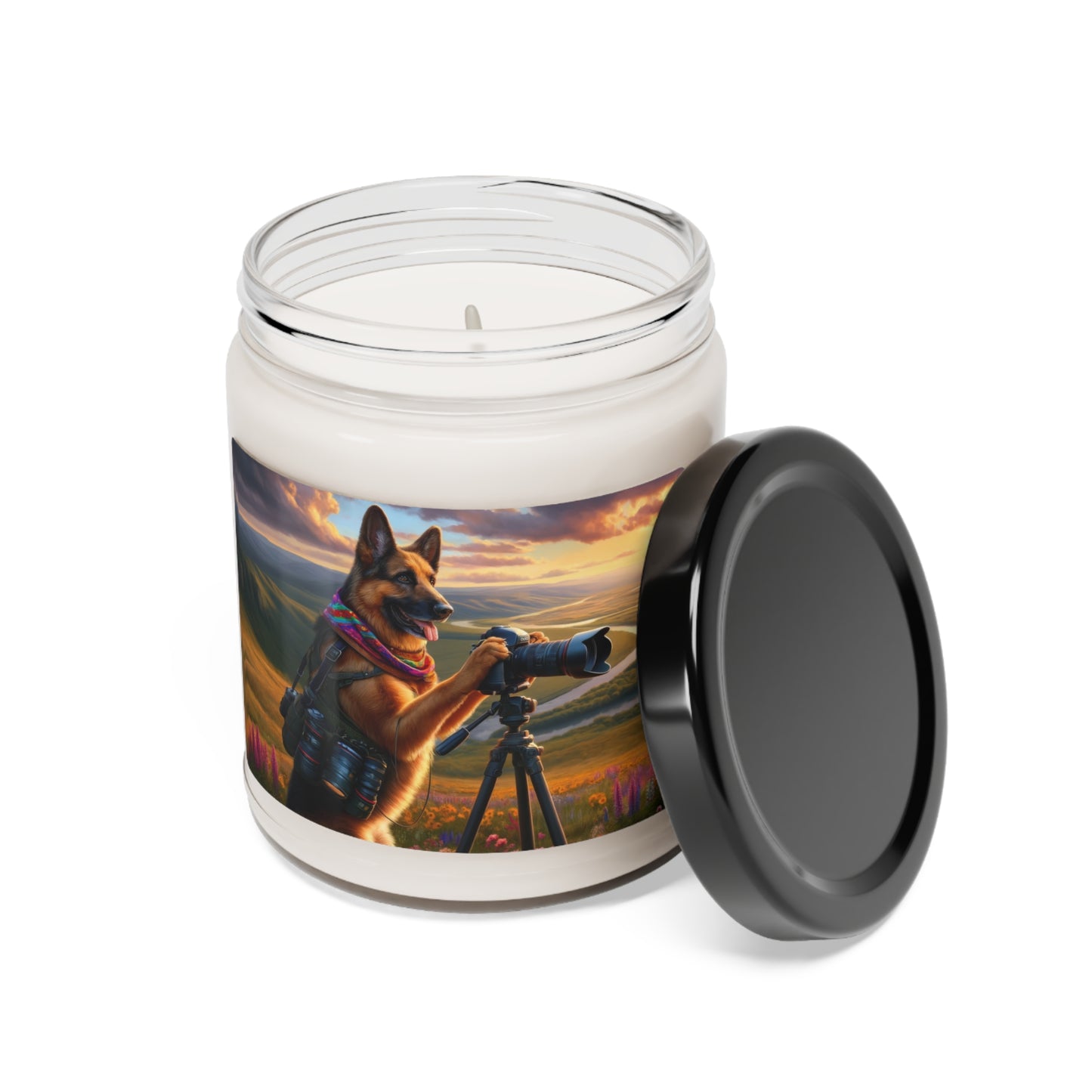 German Shepherd Taking photographs Scented Soy Candle, 9oz