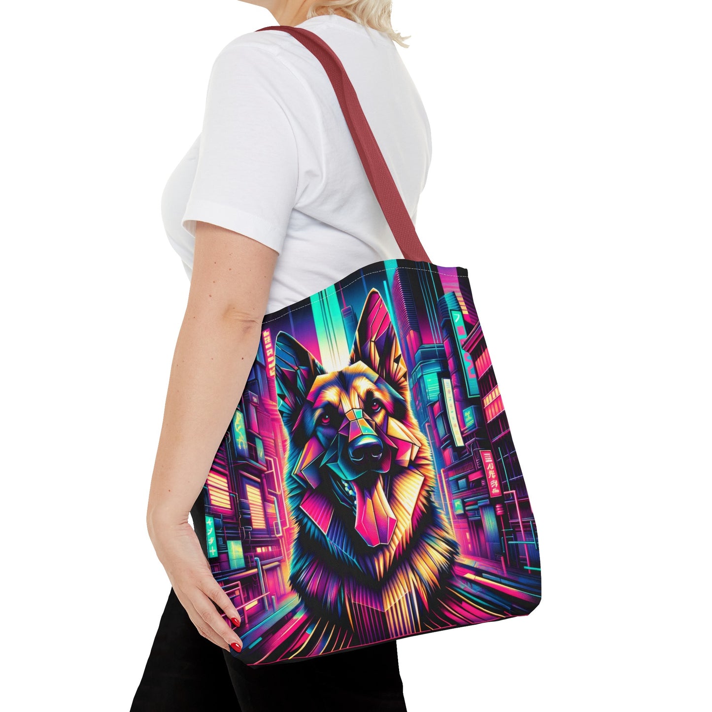 Glitch art German Shepherd Tote Bag