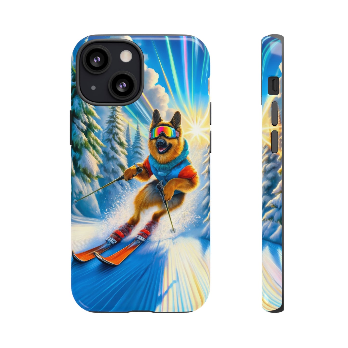 German Shepherd Skiing Phone Case