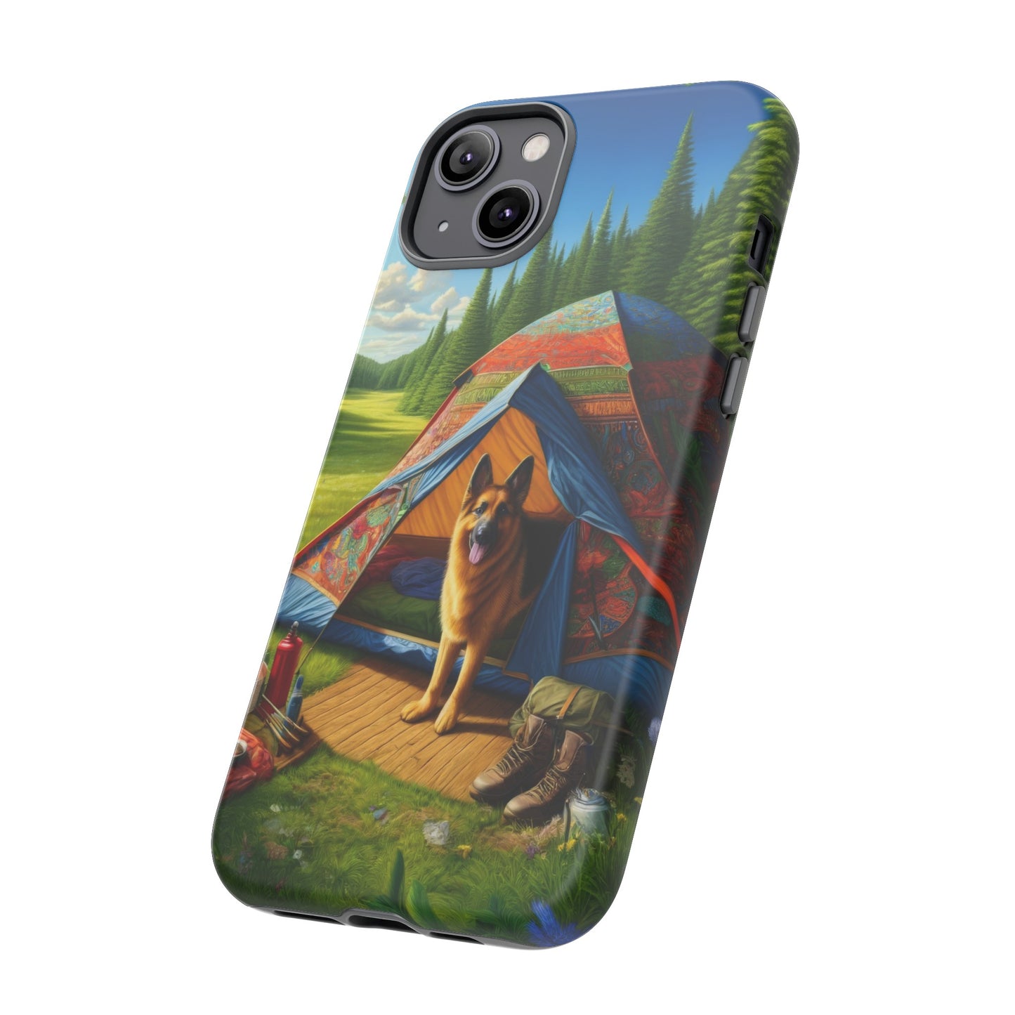 German Shepherd Camping  Phone Case