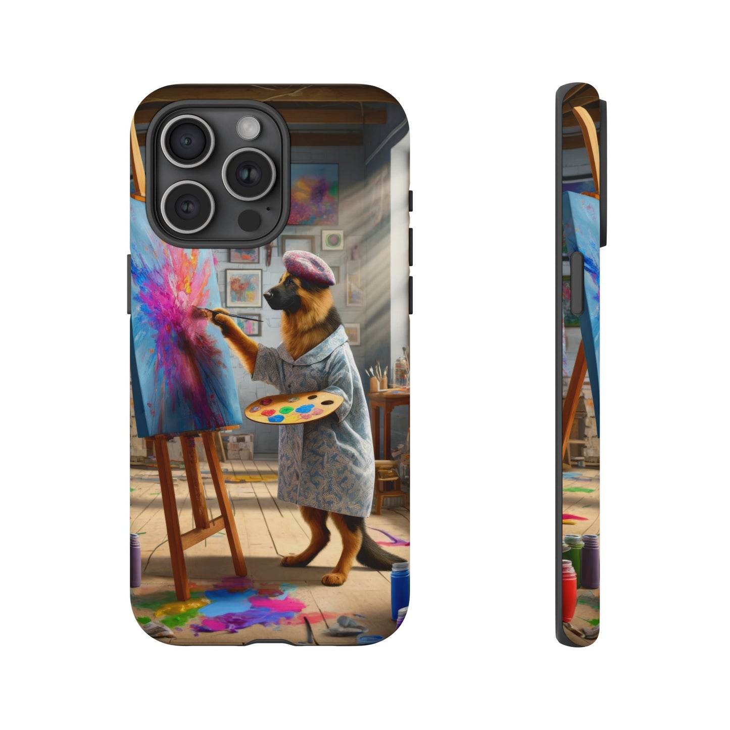 German Shepherd Painting on a Canvas Phone Case