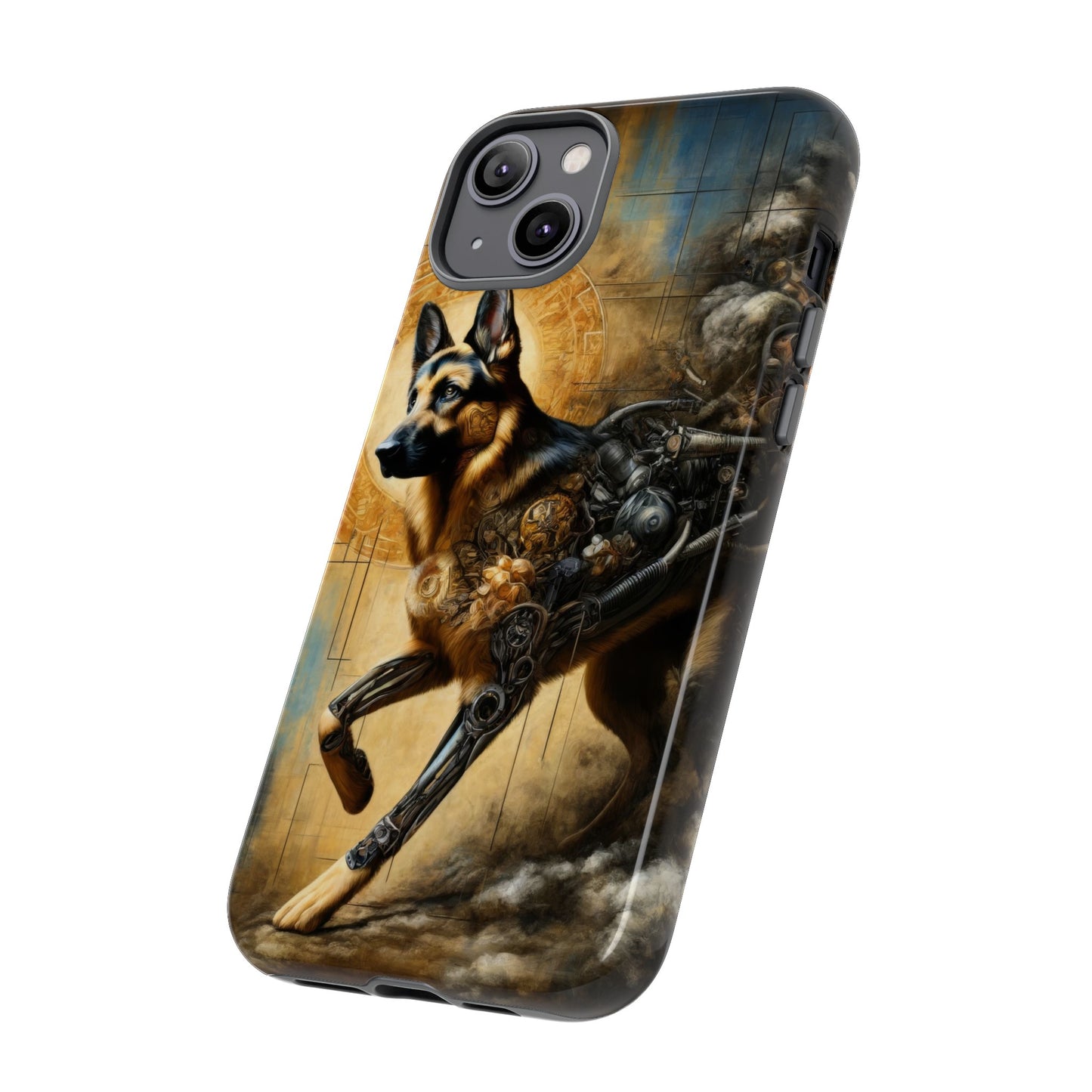 Byzantine, charcoal, and cybernetic German Shepherd Phone Case