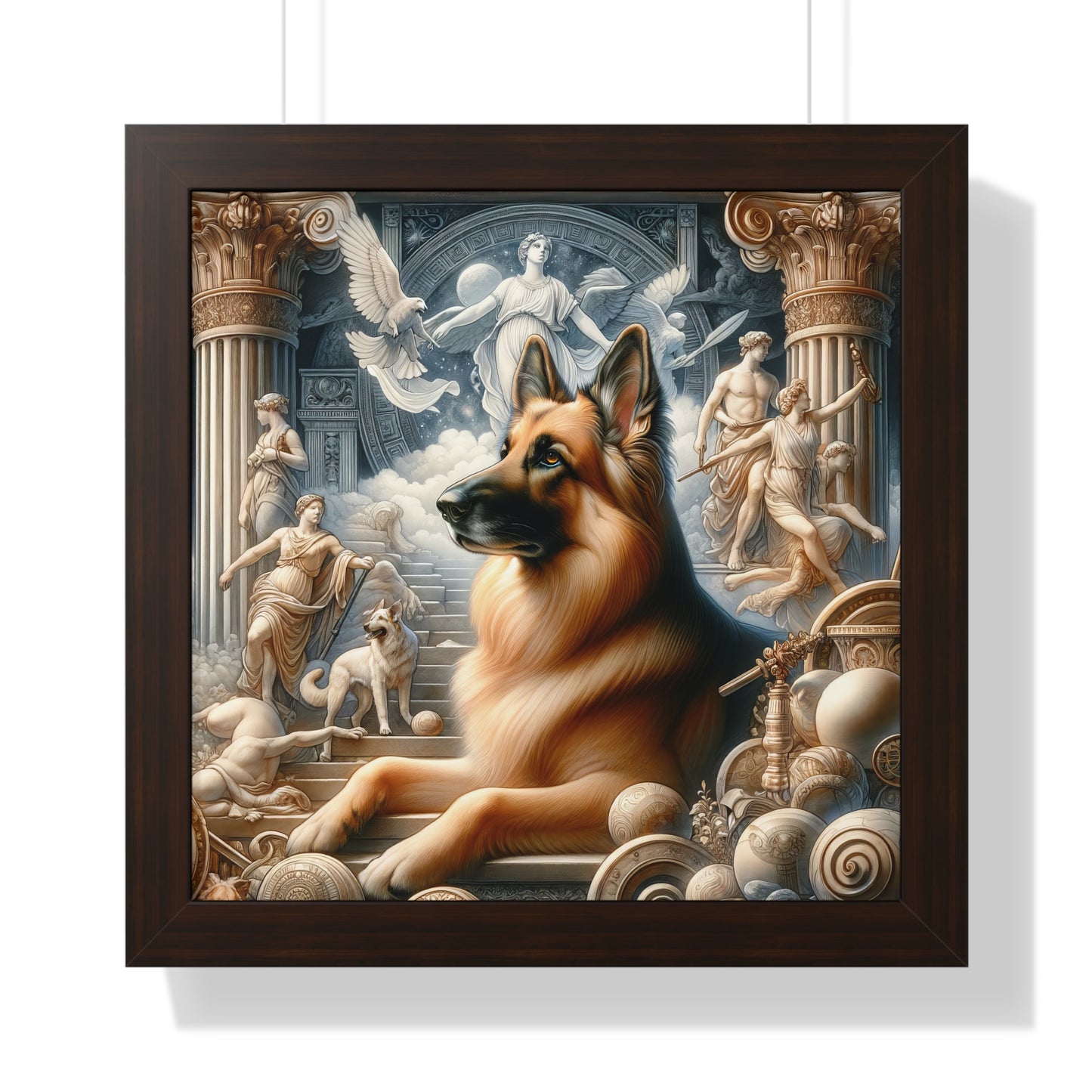 Neo-classicism and dreamy fantasy German Shepherd Framed Poster Painting 16x16