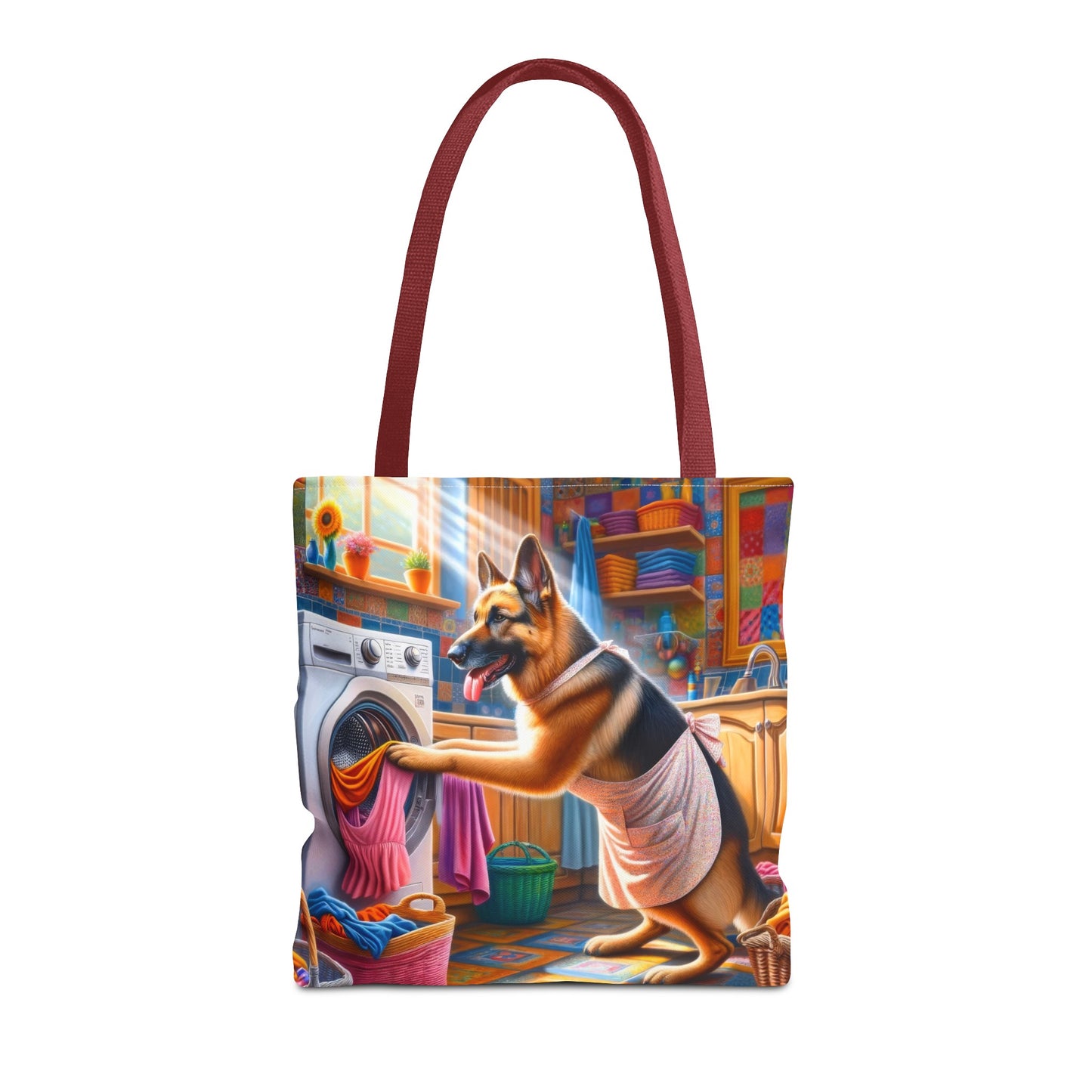 German Shepherd Doing Laundry Tote Bag