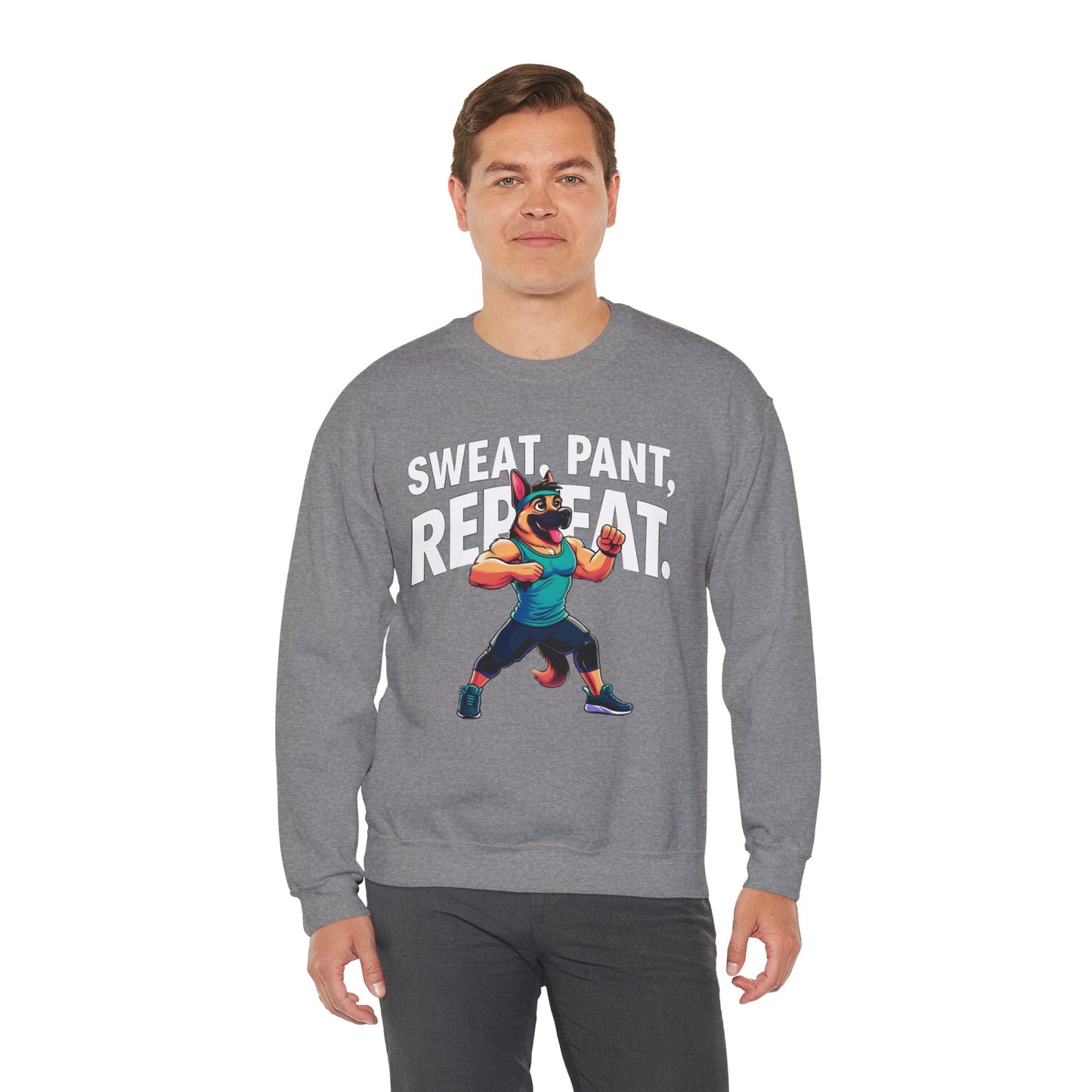 Sweat, Pant, Repeat Sweatshirt (10 colors) (German Shepherd)