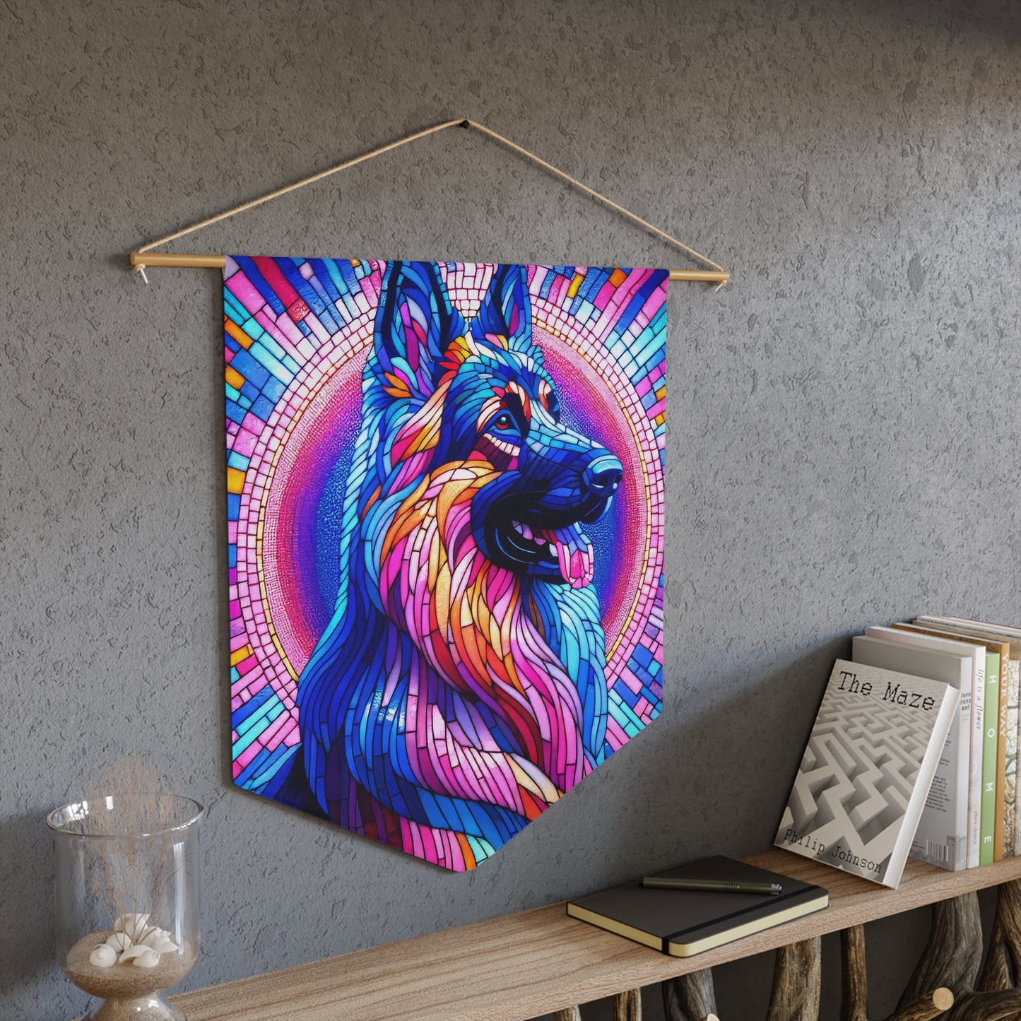 Mosaic German Shepherd Pennant