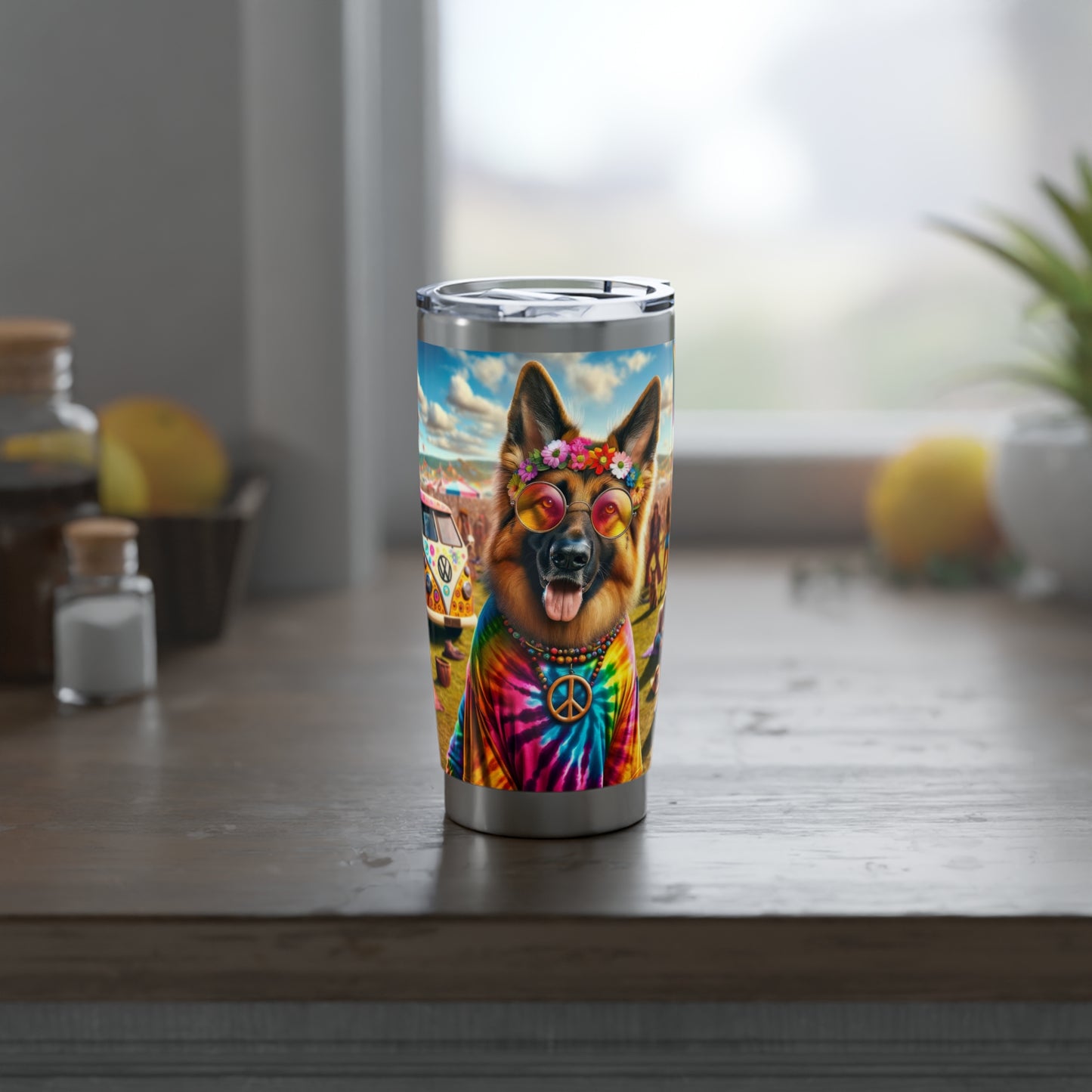 Hippie German Shepherd 20oz Tumbler