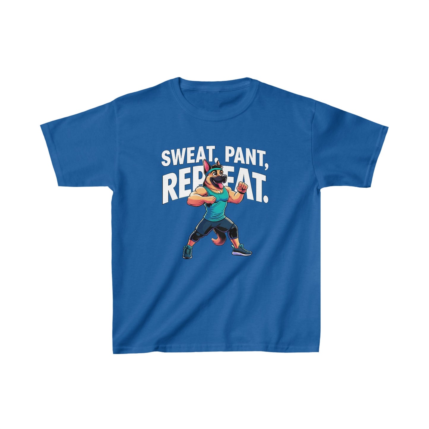 Sweat, Pant, Repeat Kids Size T-Shirt (Multi colors) (German Shepherd)