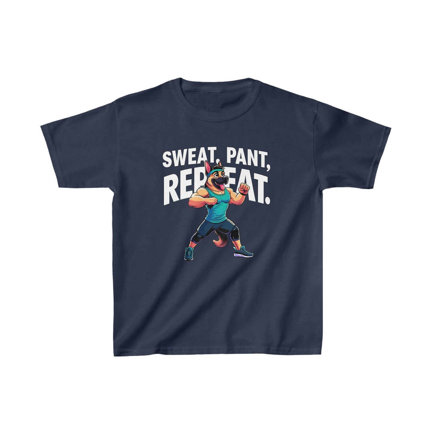 Sweat, Pant, Repeat Kids Size T-Shirt (Multi colors) (German Shepherd)