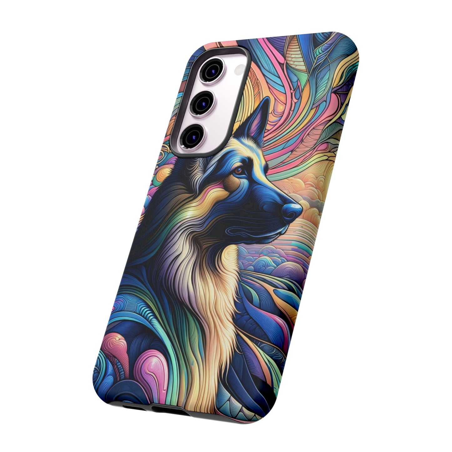 Art nouveau and vaporwave German Shepherd Phone Case