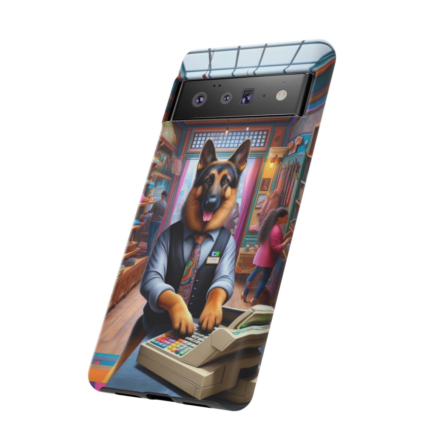 German Shepherd Operating a Cash Register Phone Case
