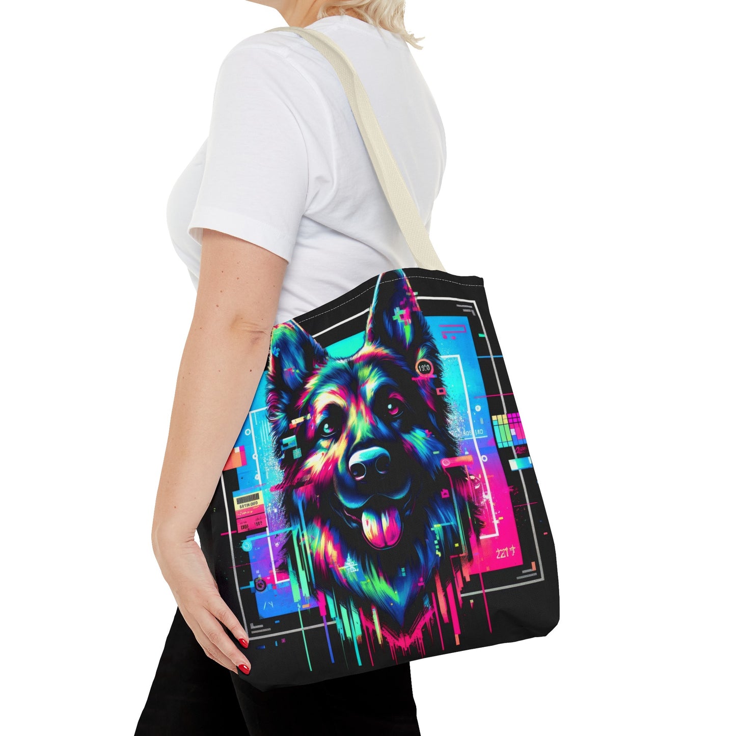 Neon graffiti German Shepherd Tote Bag