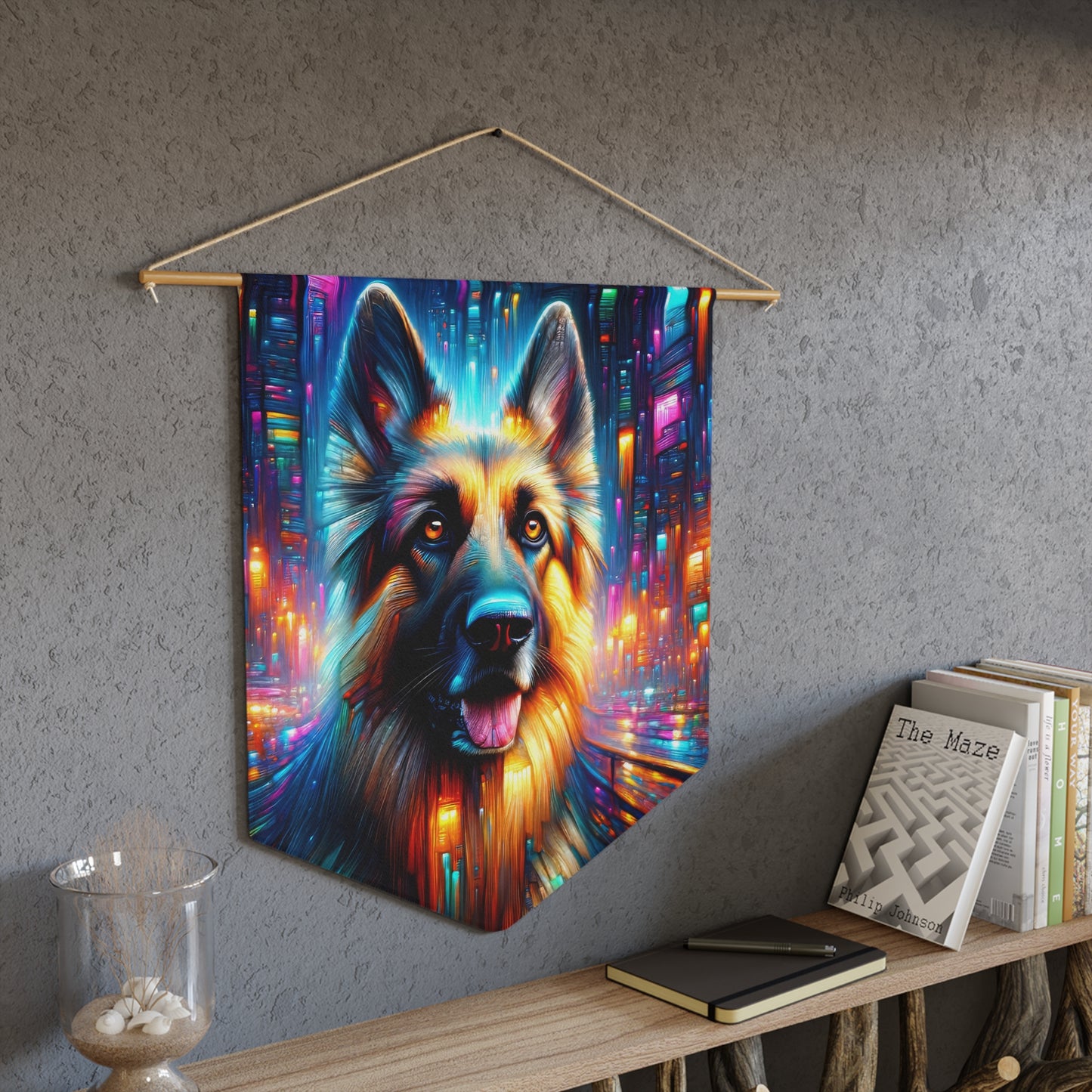 Neon light German Shepherd Pennant