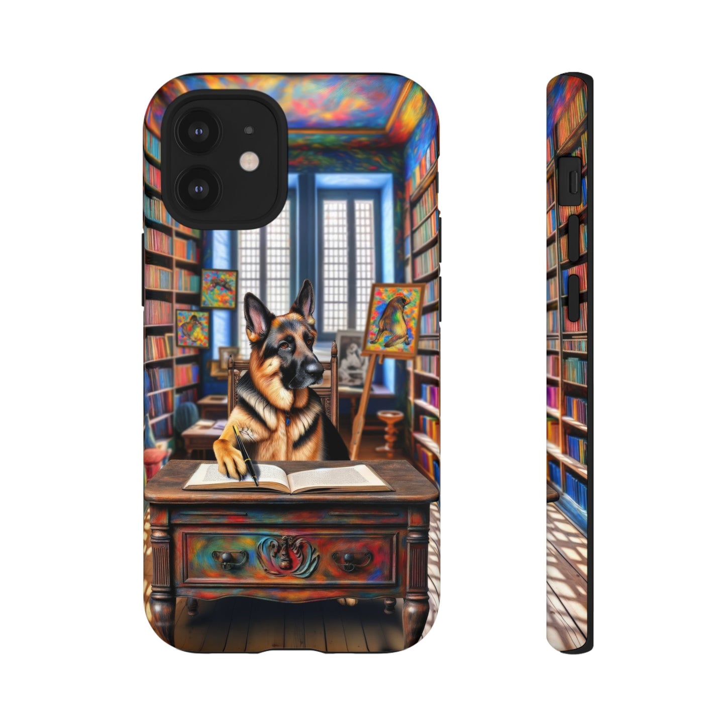 German Shepherd Writing a Book Phone Case