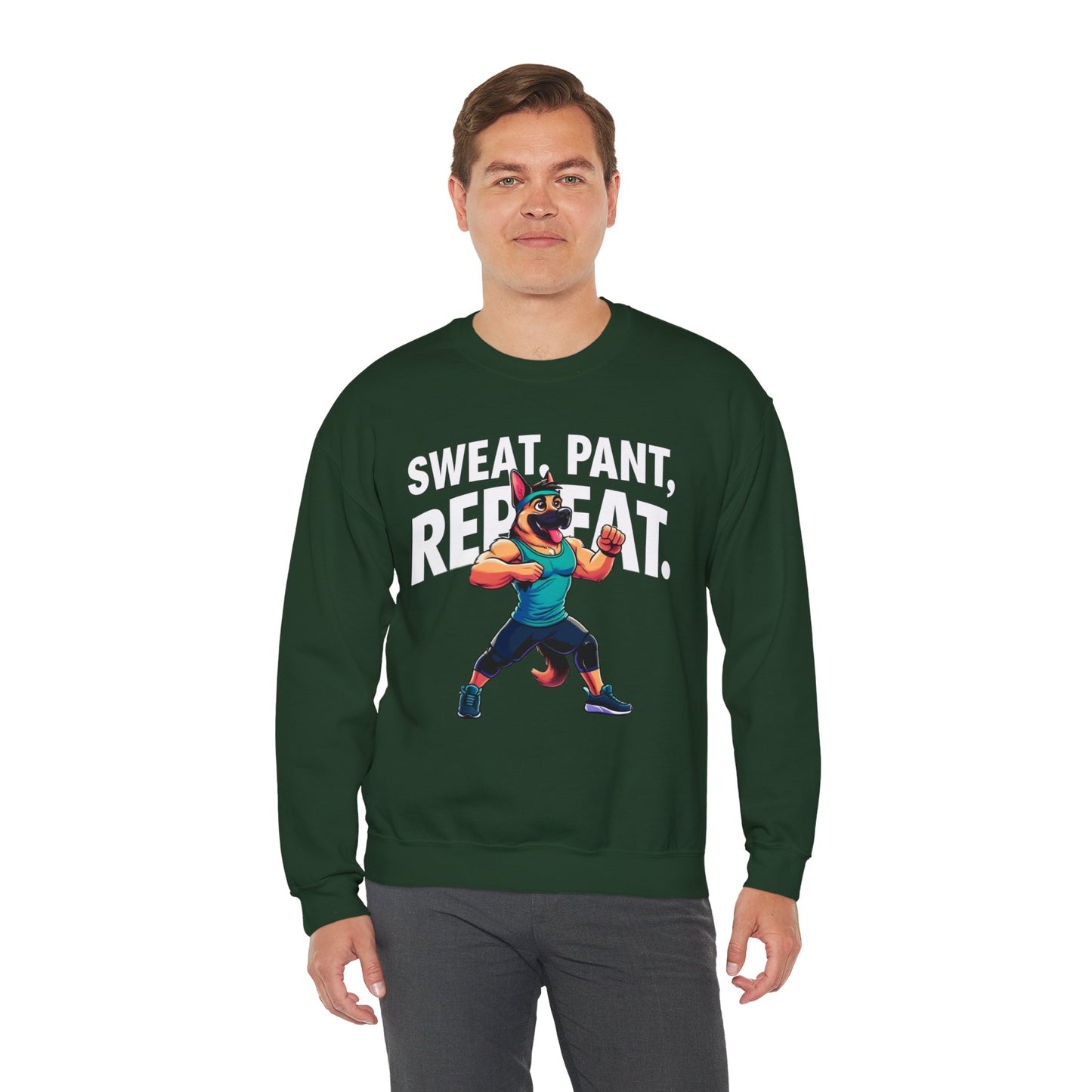 Sweat, Pant, Repeat Sweatshirt (10 colors) (German Shepherd)