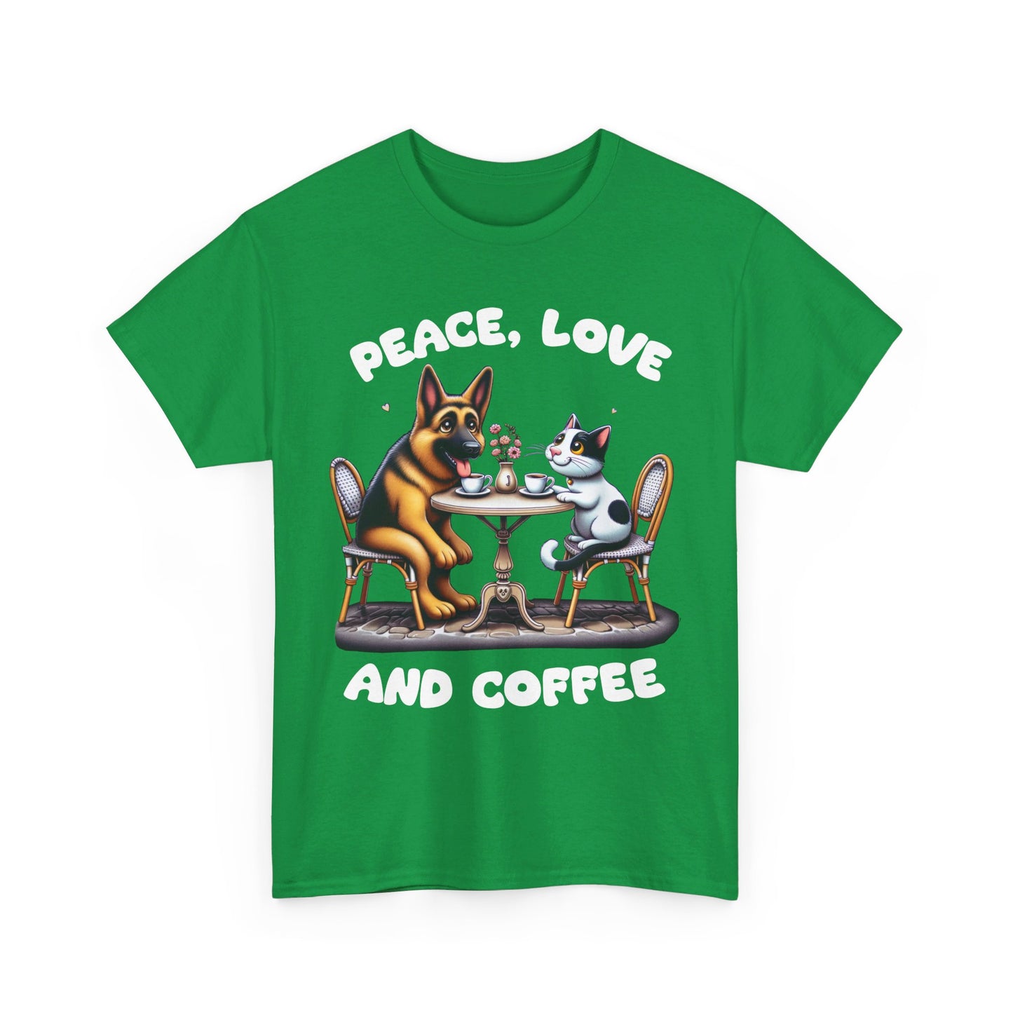 Peace Love and Coffee T-Shirt (13 Colors) (German Shepherd)