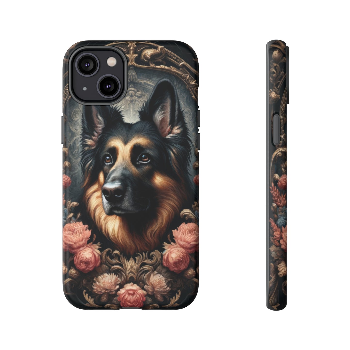 Gothic, high angle German Shepherd Phone Case