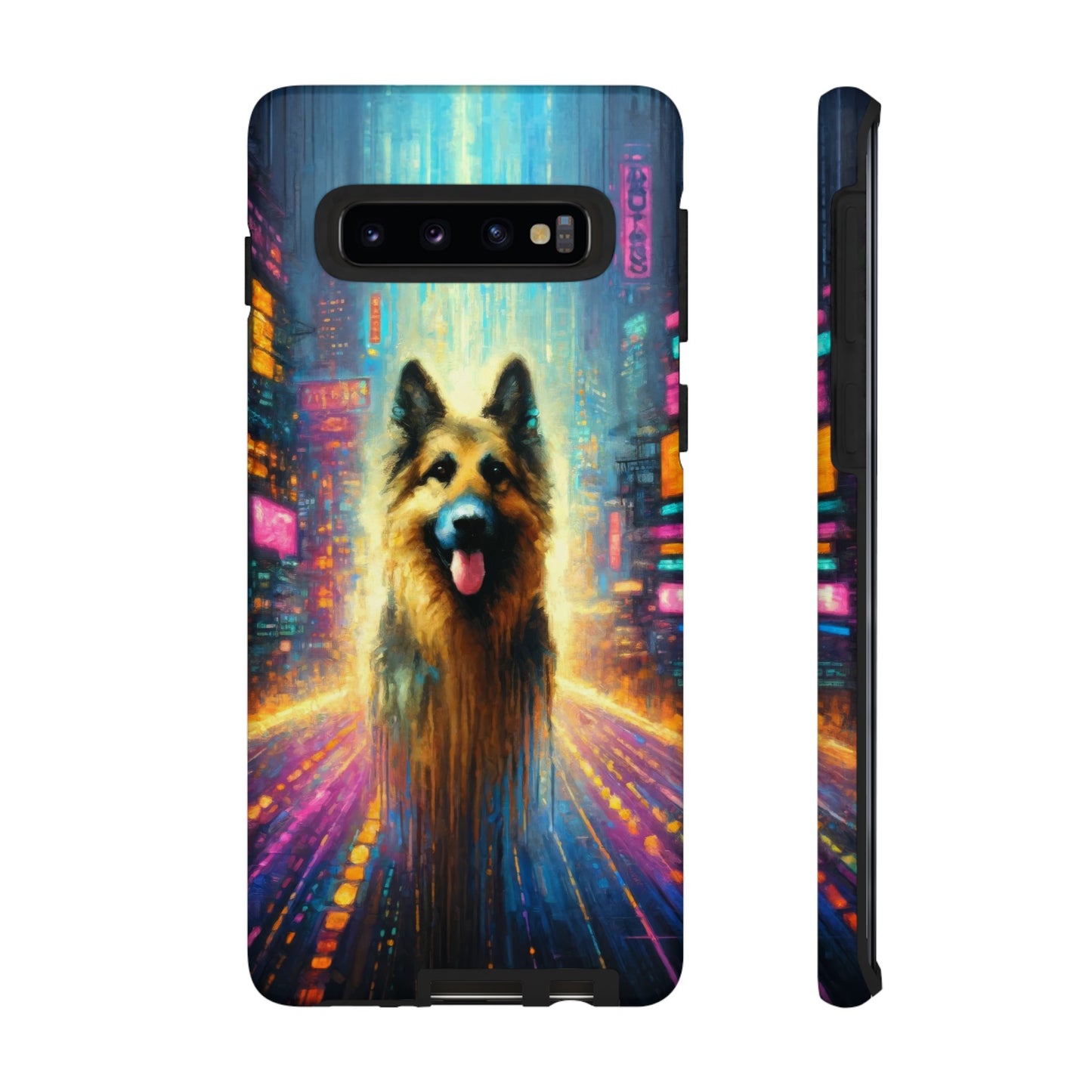 Impressionism meets cyberpunk German Shepherd Phone Case