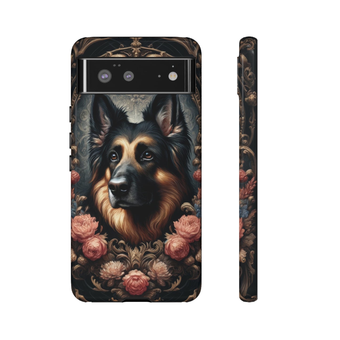 Gothic, high angle German Shepherd Phone Case