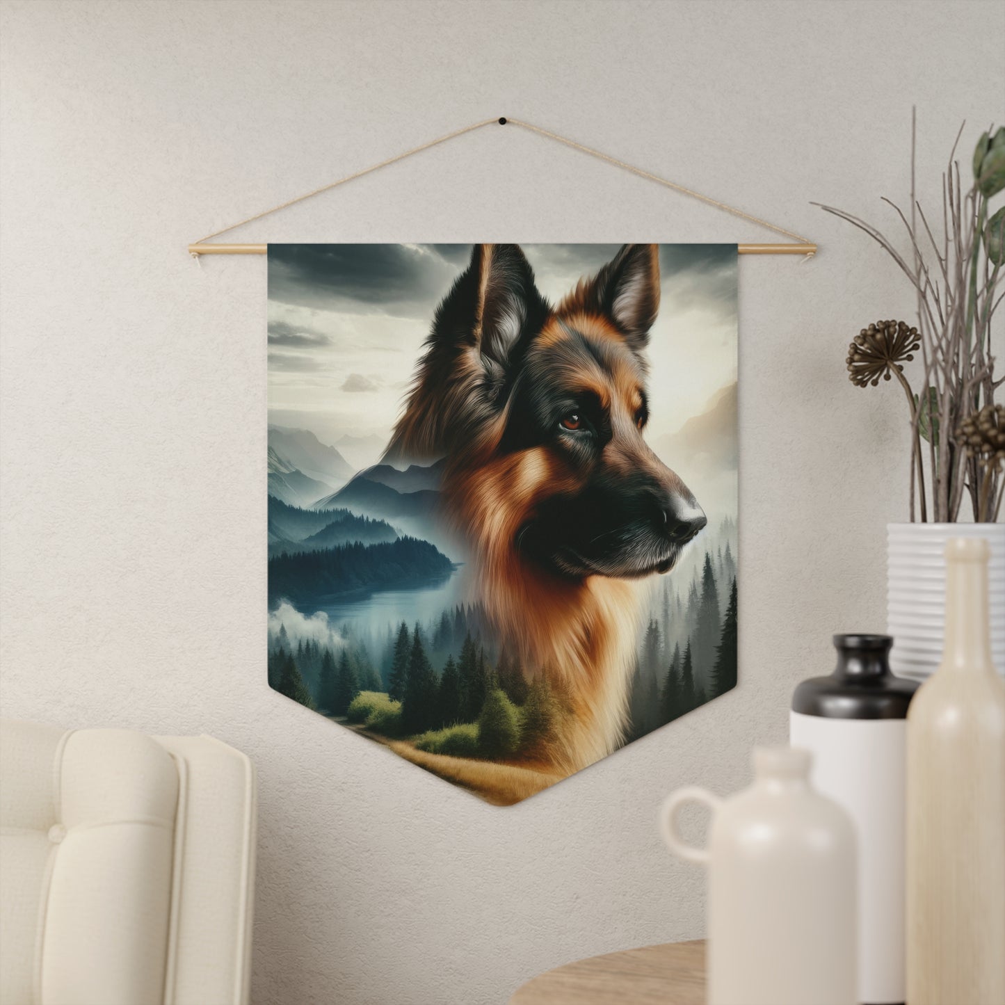 Romanticism and double exposure German Shepherd Pennant