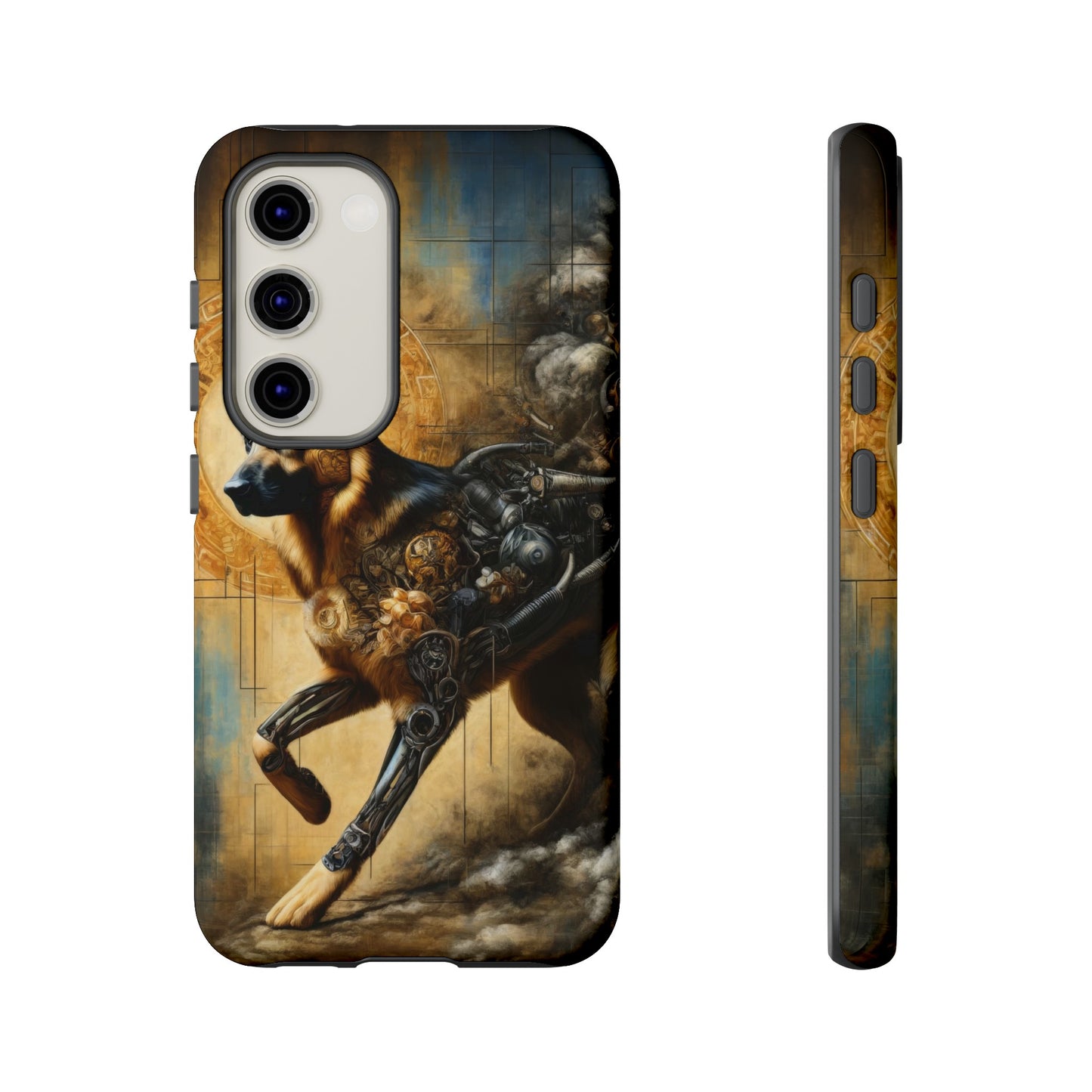 Byzantine, charcoal, and cybernetic German Shepherd Phone Case