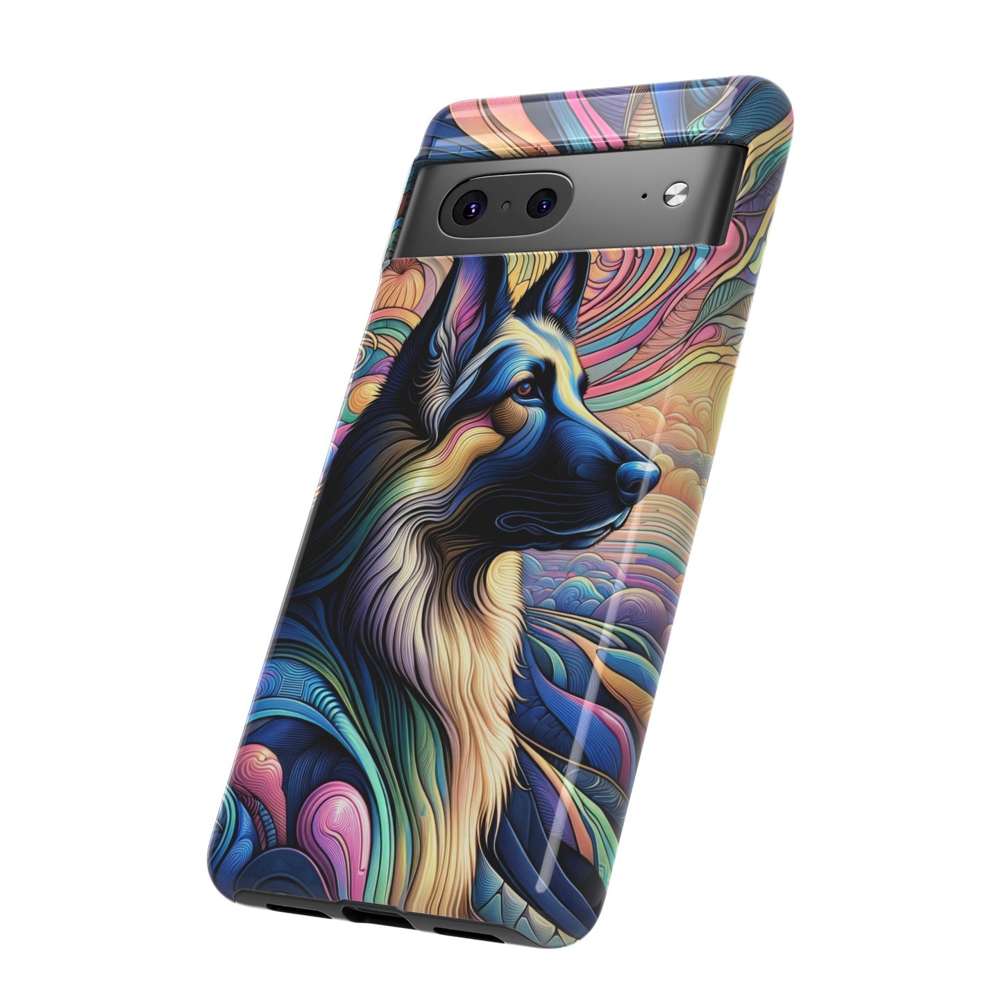 Art nouveau and vaporwave German Shepherd Phone Case