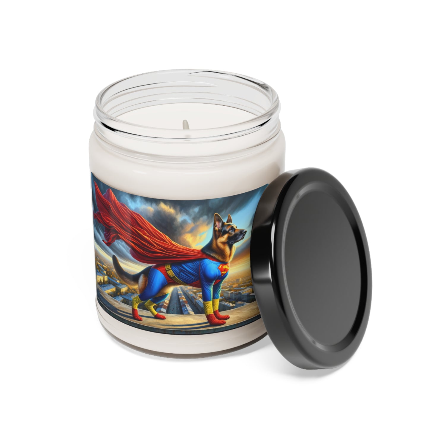 German Shepherd Superhero Scented Soy Candle, 9oz