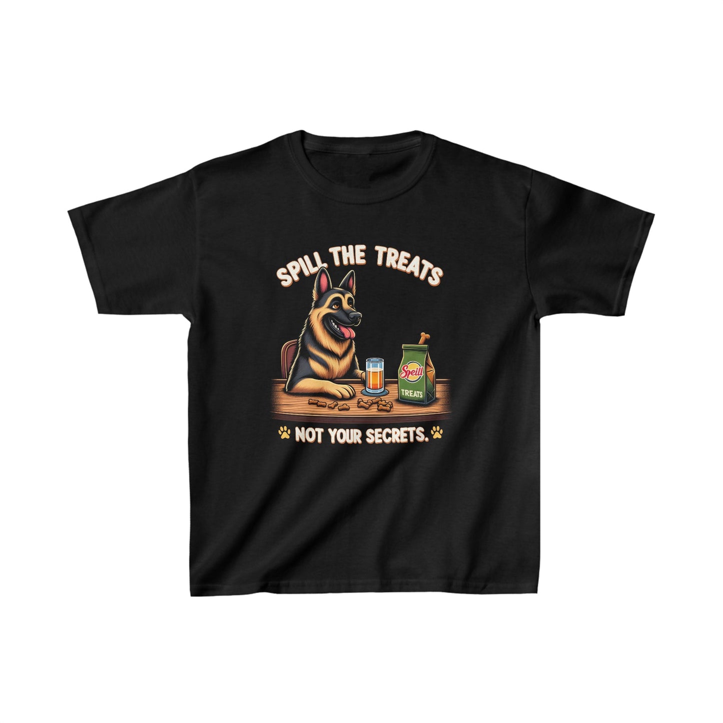 Spill the Treats Kids Size T-Shirt (Multi colors) (German Shepherd)