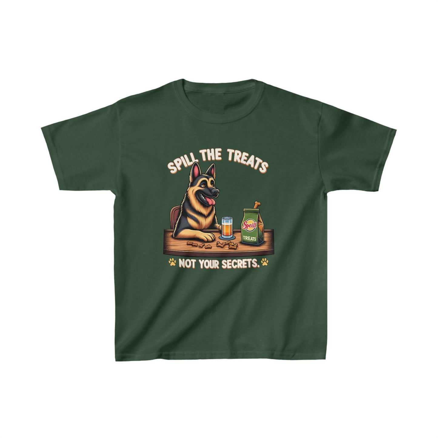 Spill the Treats Kids Size T-Shirt (Multi colors) (German Shepherd)