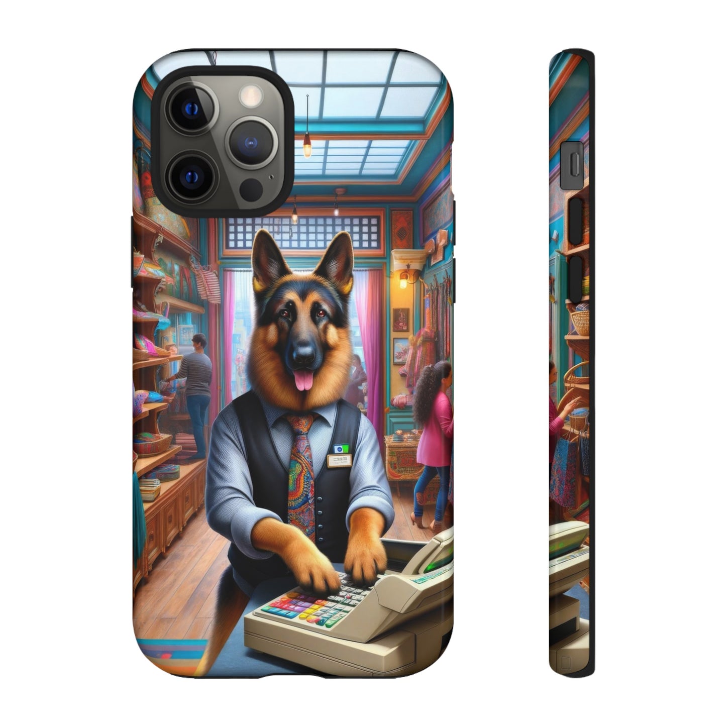 German Shepherd Operating a Cash Register Phone Case