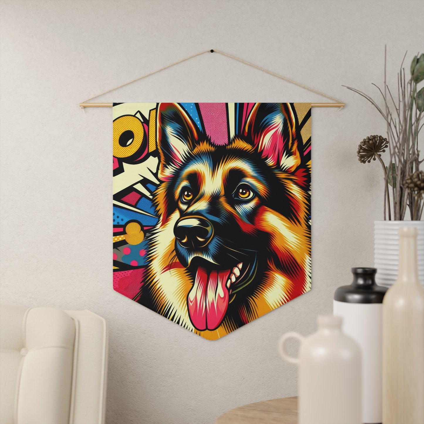 Anime style German Shepherd Pennant