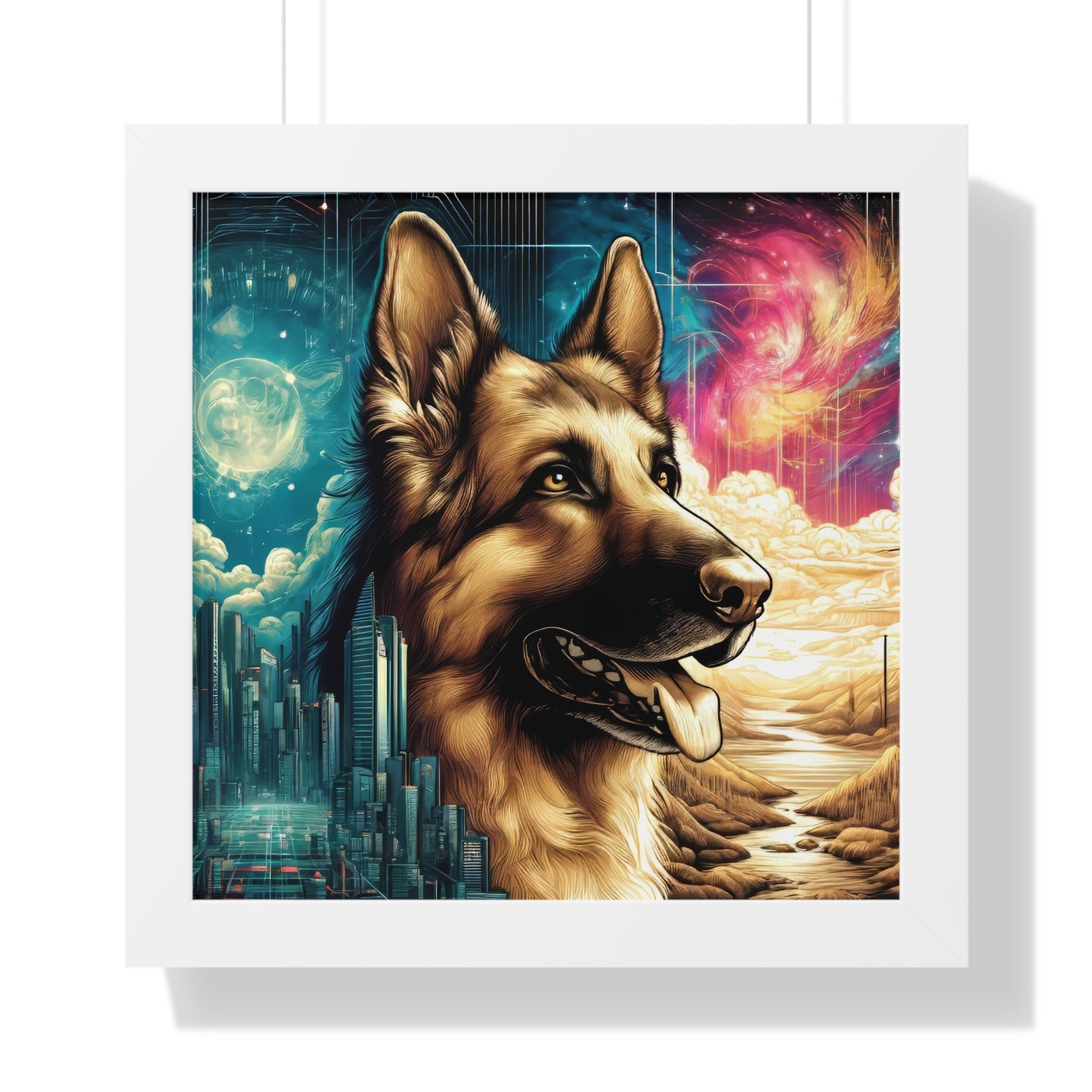 Dreamy fantasy German Shepherd Canvas Painting 16x16