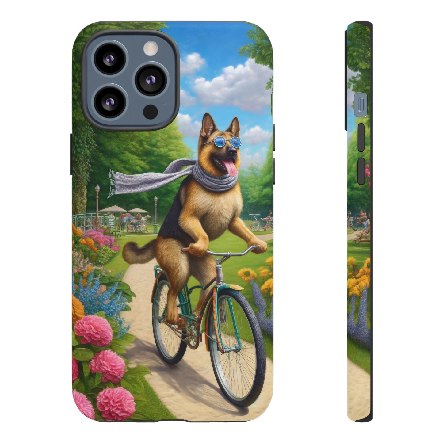 German Shepherd Riding a Bicycle Phone Case