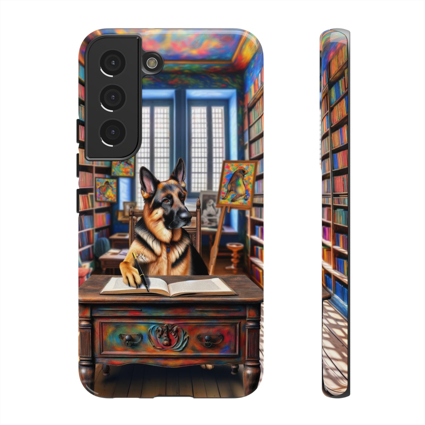 German Shepherd Writing a Book Phone Case