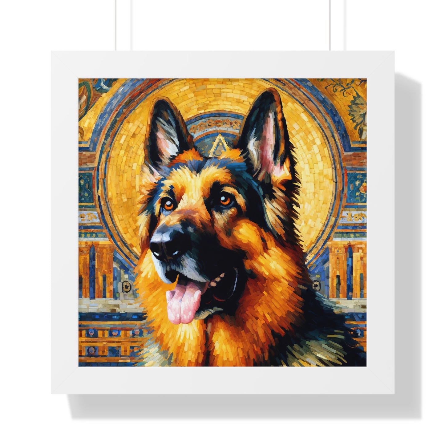 Neo-impressionist German Shepherd Framed Poster Painting 16x16