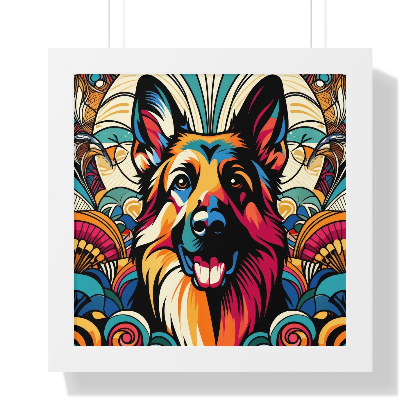 Art German Shepherd Framed Poster Painting 16x16