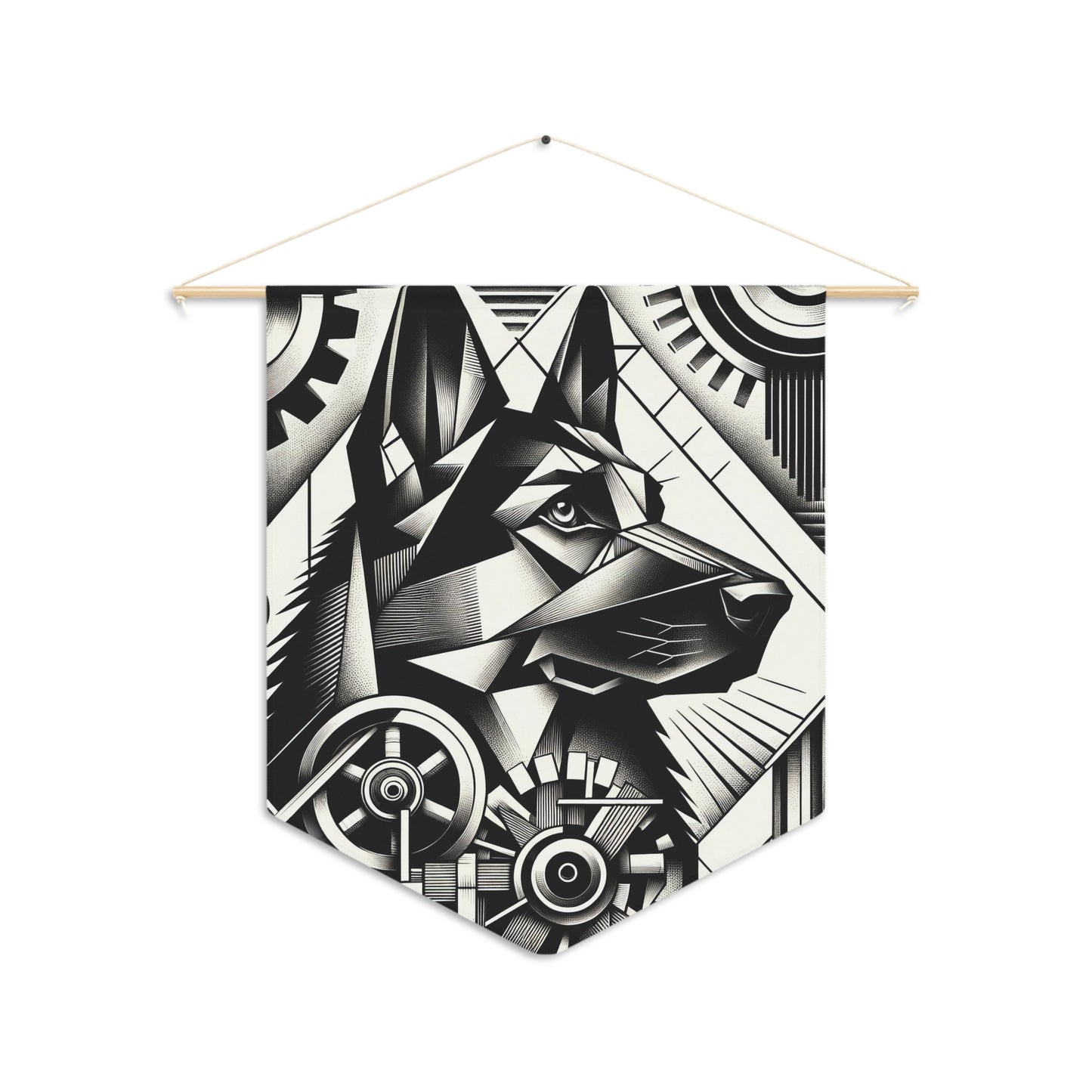 Constructivism and etching style German Shepherd Pennant