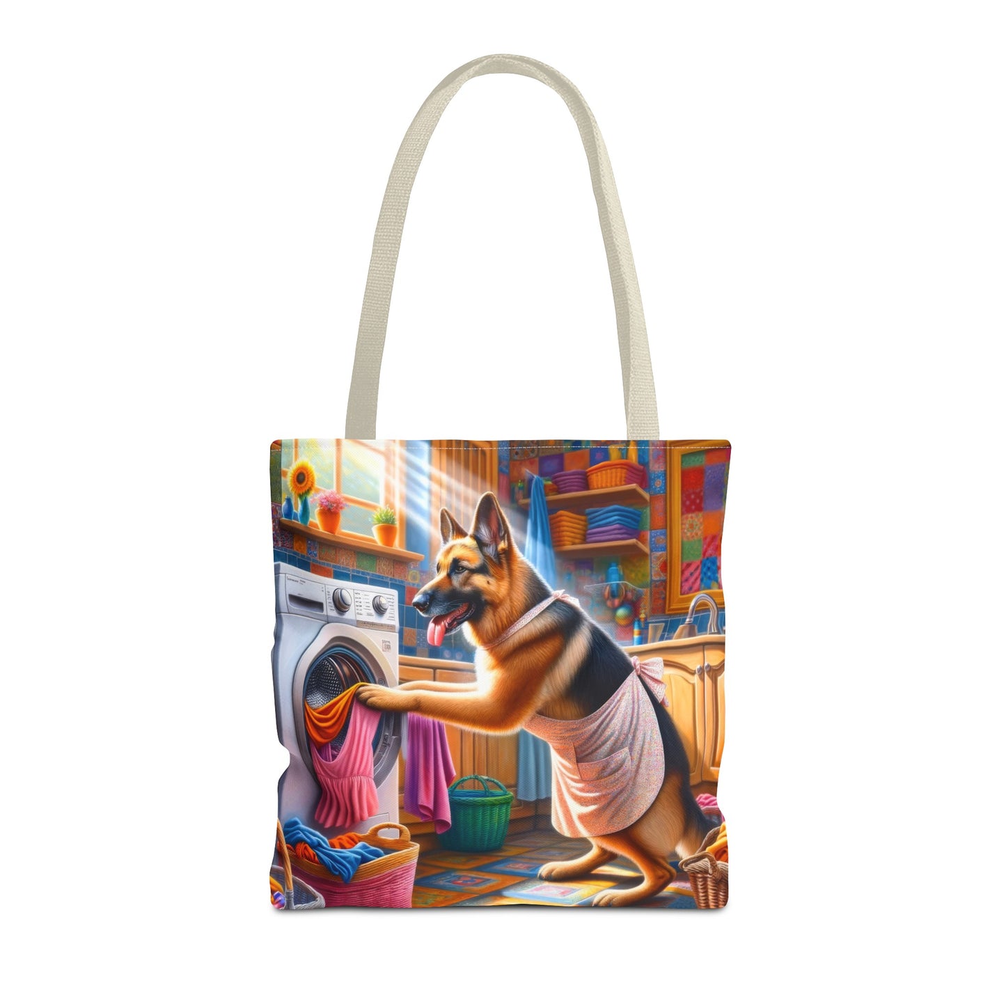 German Shepherd Doing Laundry Tote Bag