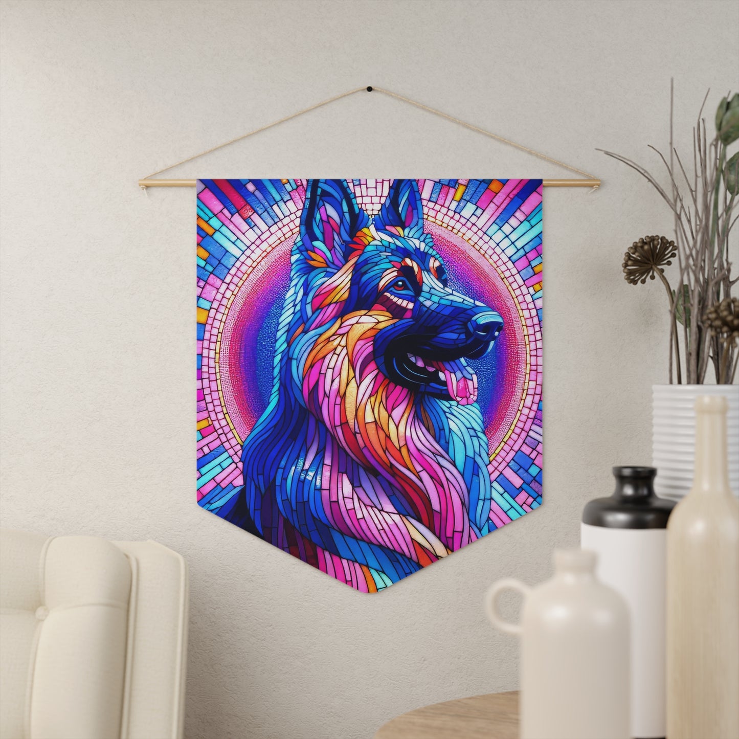 Mosaic German Shepherd Pennant