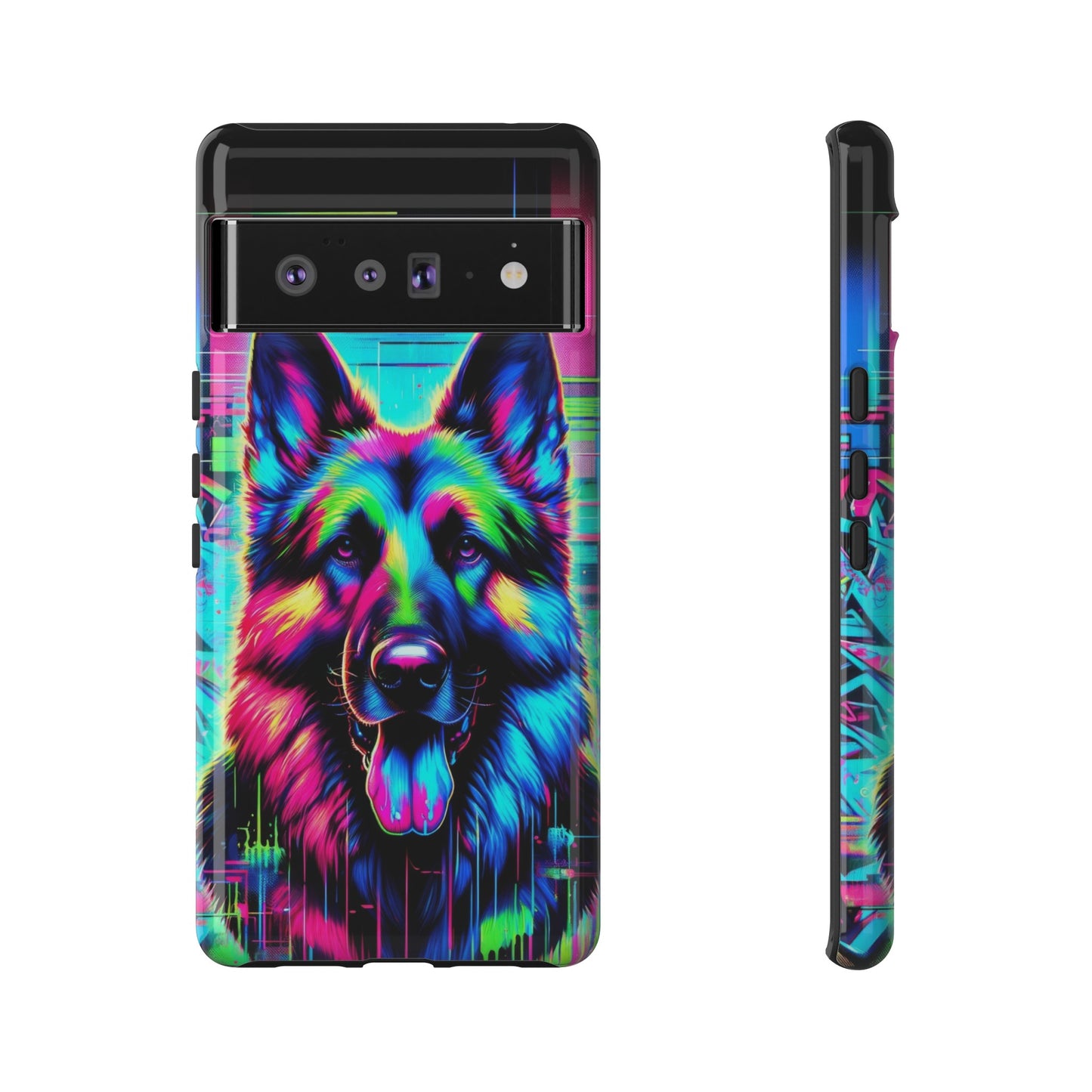 Neon graffiti German Shepherd Phone Case