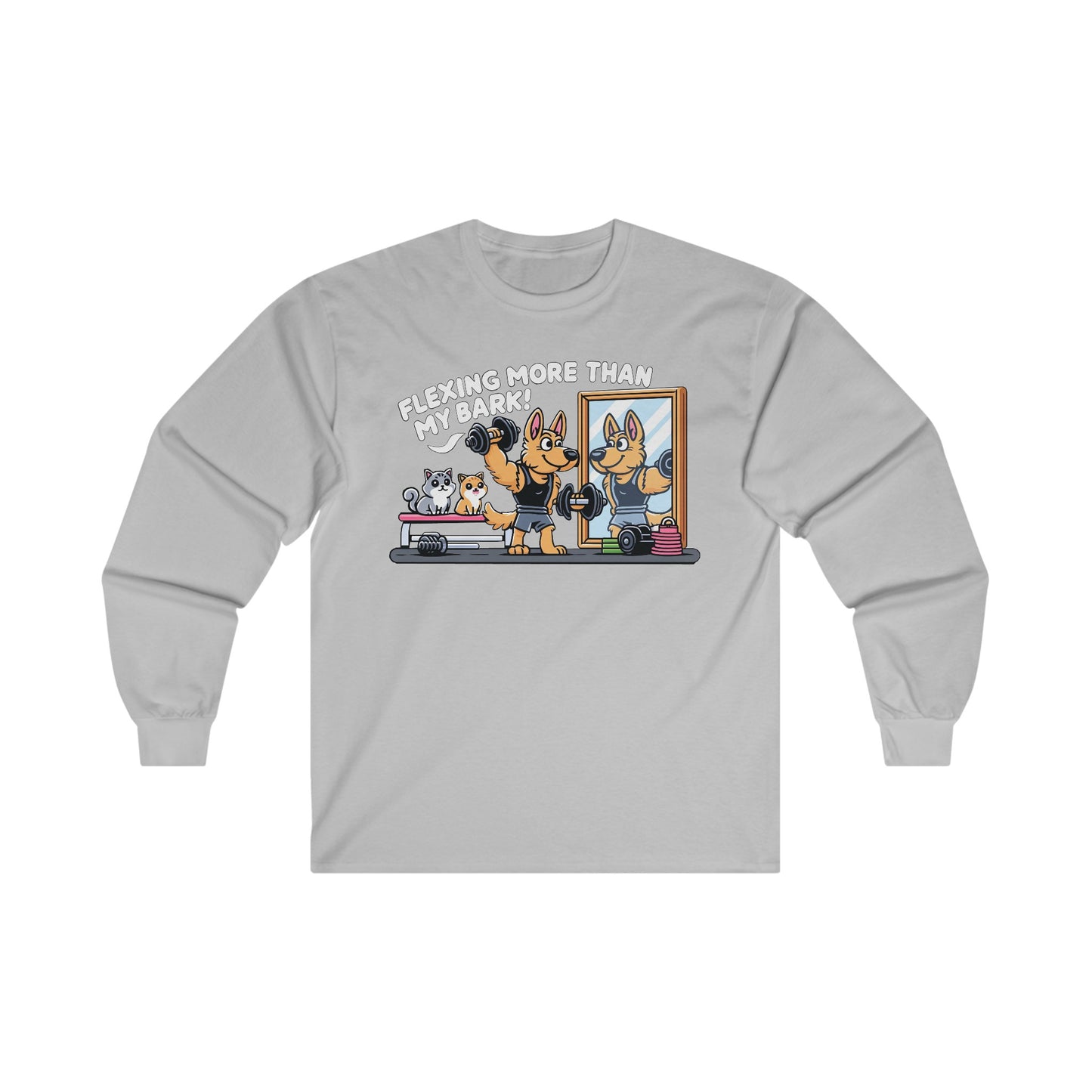 Flexing More Than My Bark Long Sleeve Shirt (20 colors) (German Shepherd)