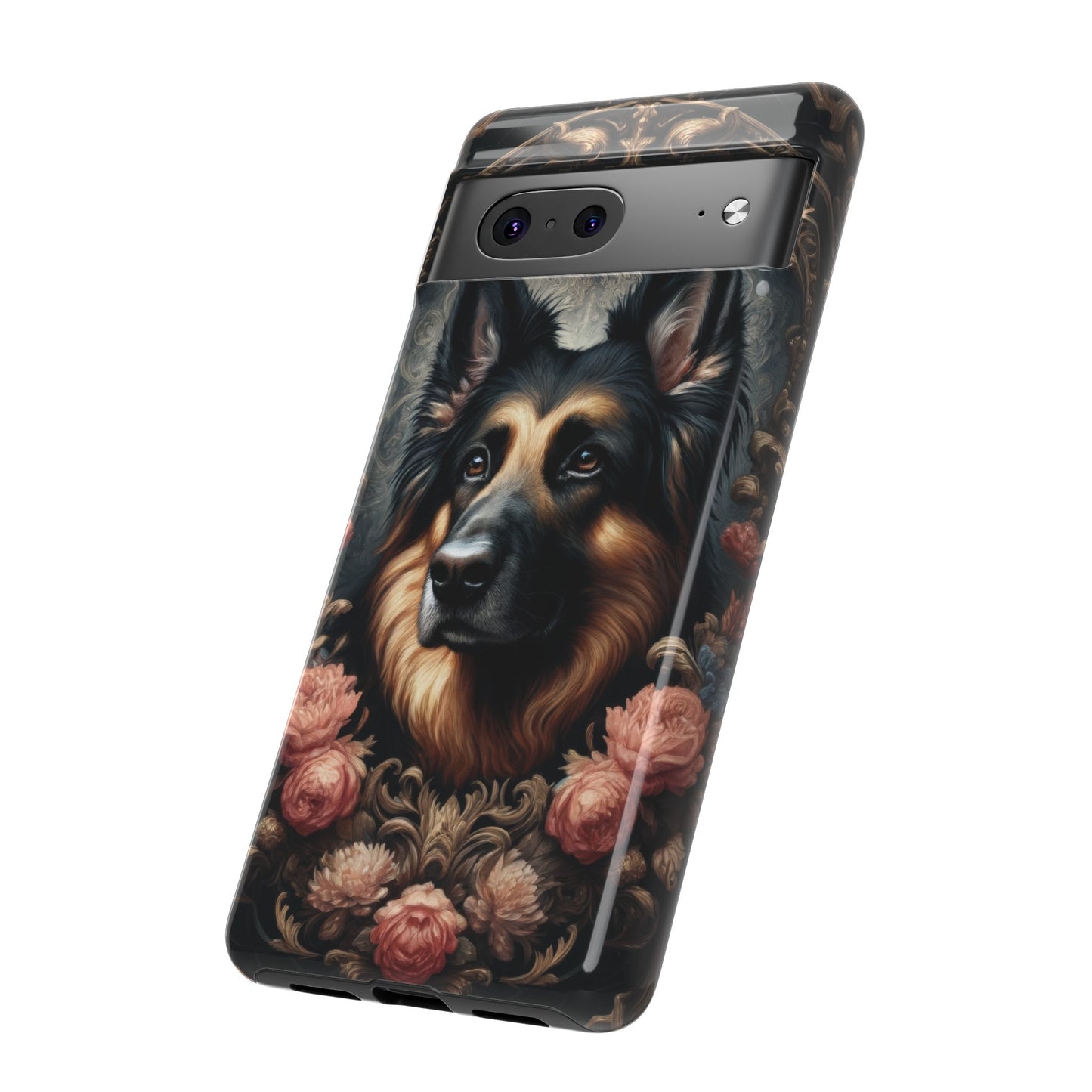 Gothic, high angle German Shepherd Phone Case