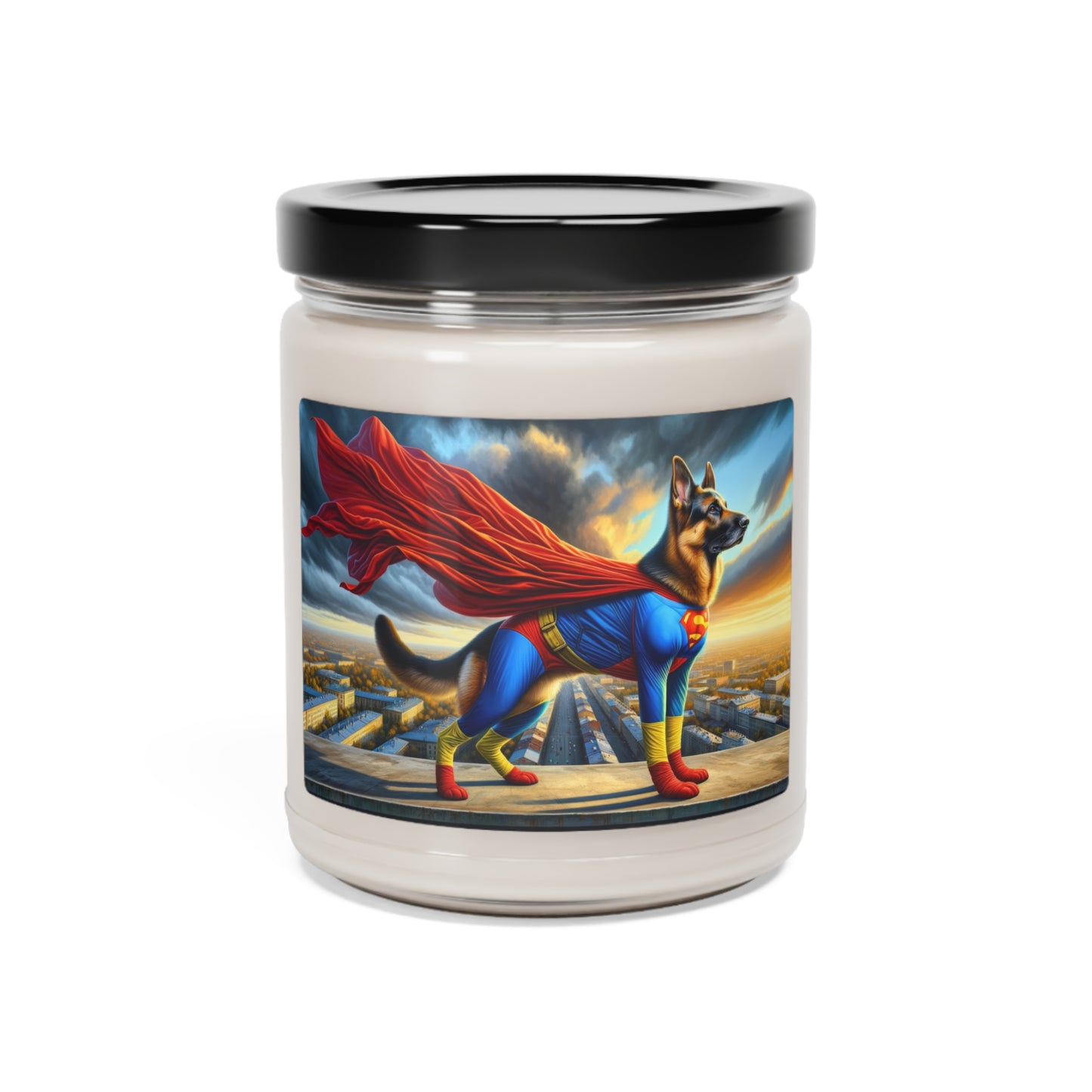 German Shepherd Superhero Scented Soy Candle, 9oz