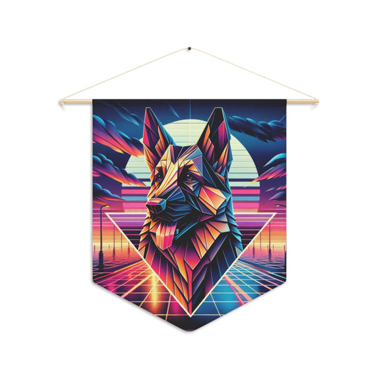 Origami and polyart German Shepherd Pennant