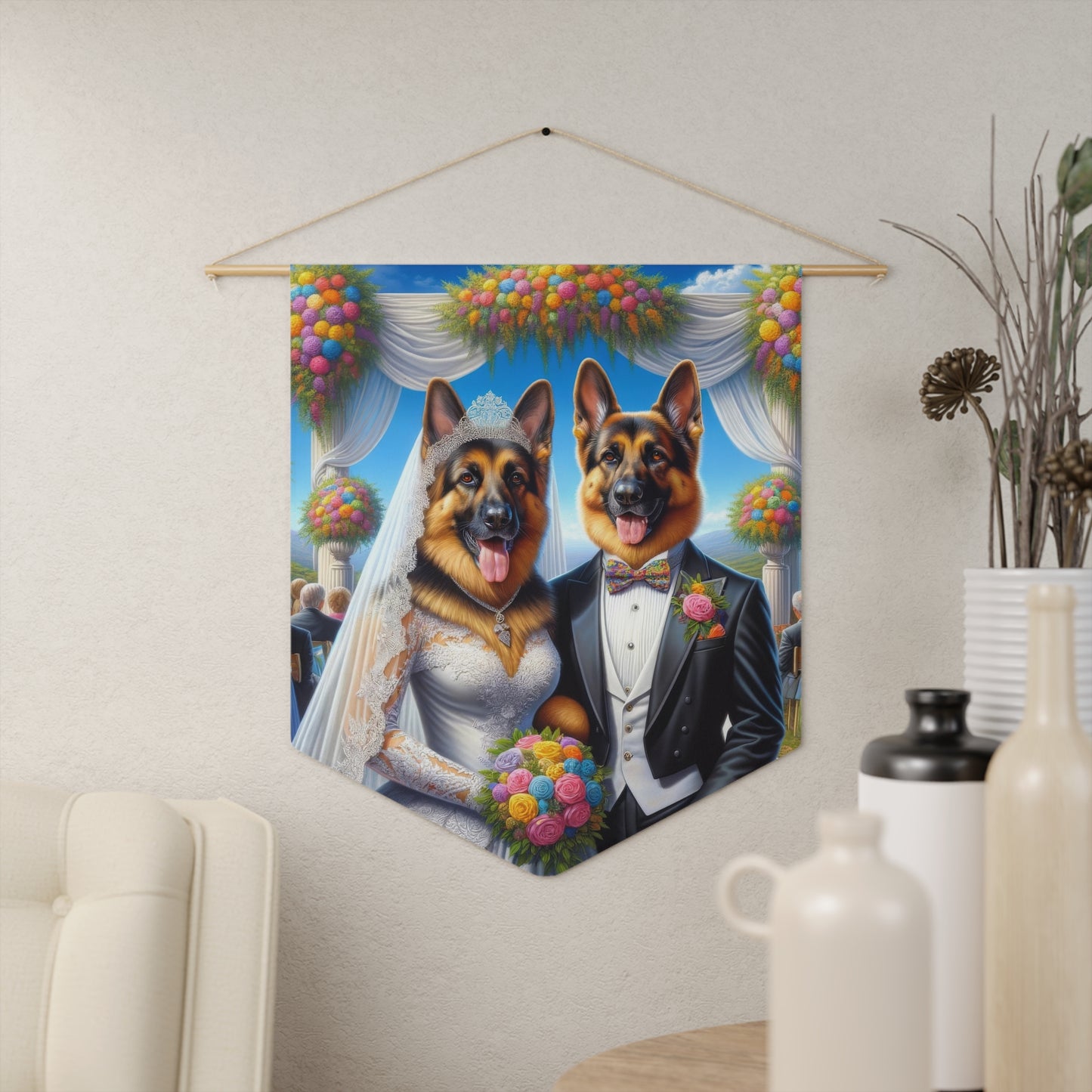 German Shepherds getting Married Pennant