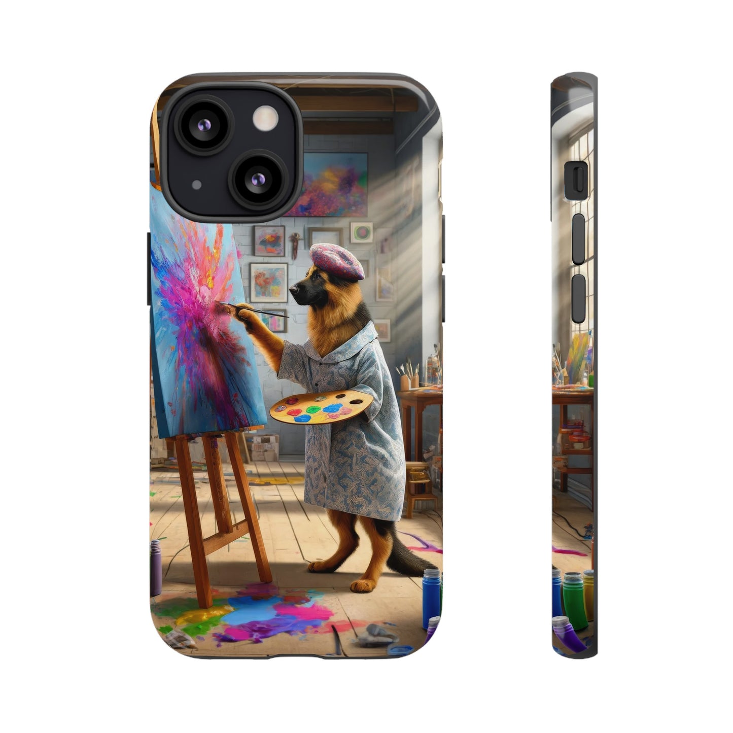 German Shepherd Painting on a Canvas Phone Case